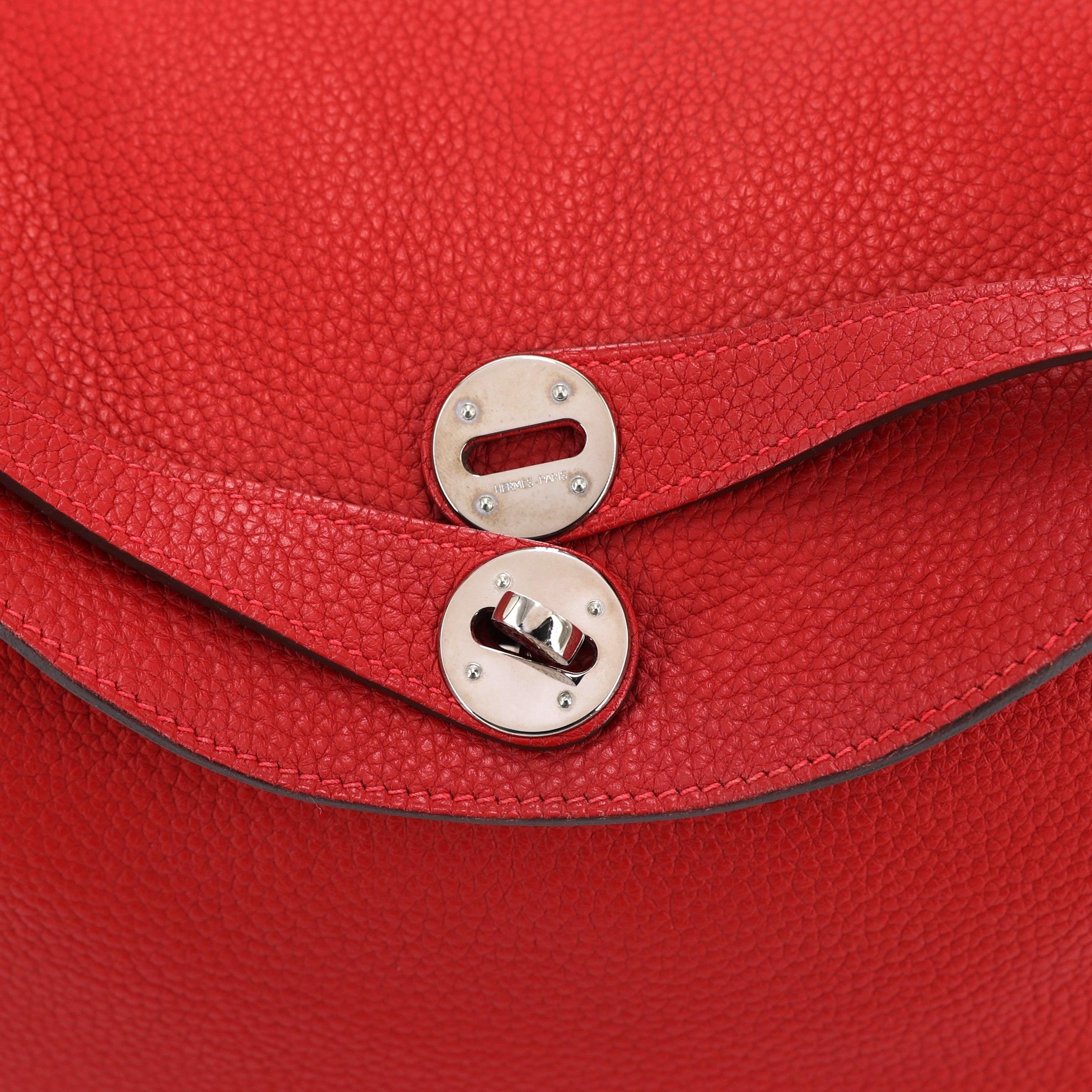 A美品 HERMÈS 愛馬仕 Lindy 30 Q5 國旗紅 Rouge Casaque Clemence小牛皮 銀扣 □Q刻 2013年 - 13