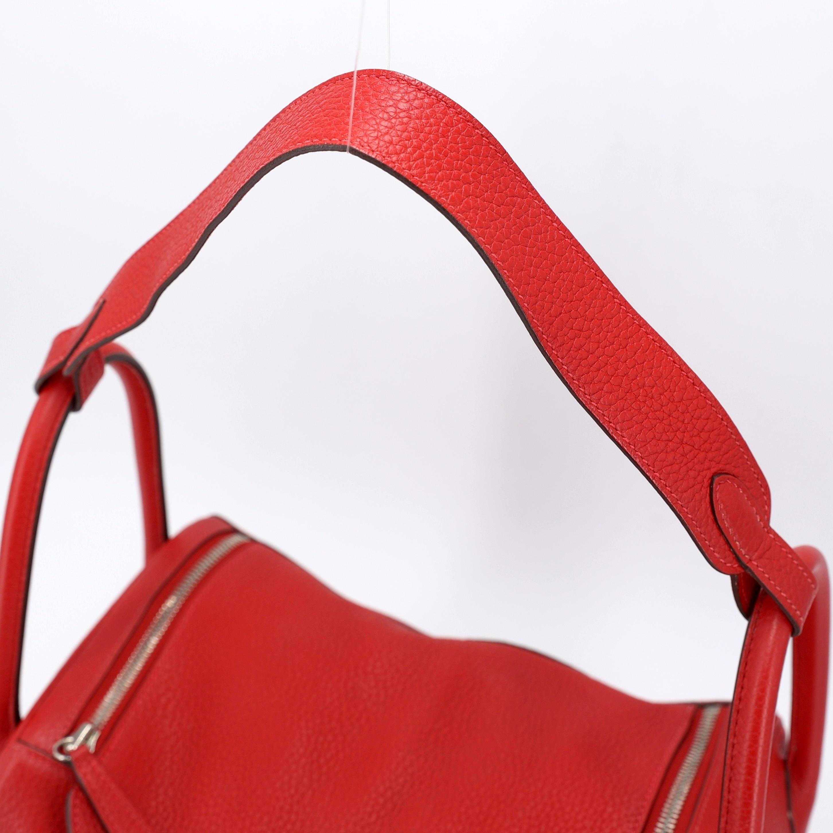 A美品 HERMÈS 愛馬仕 Lindy 30 Q5 國旗紅 Rouge Casaque Clemence小牛皮 銀扣 □Q刻 2013年 - 5