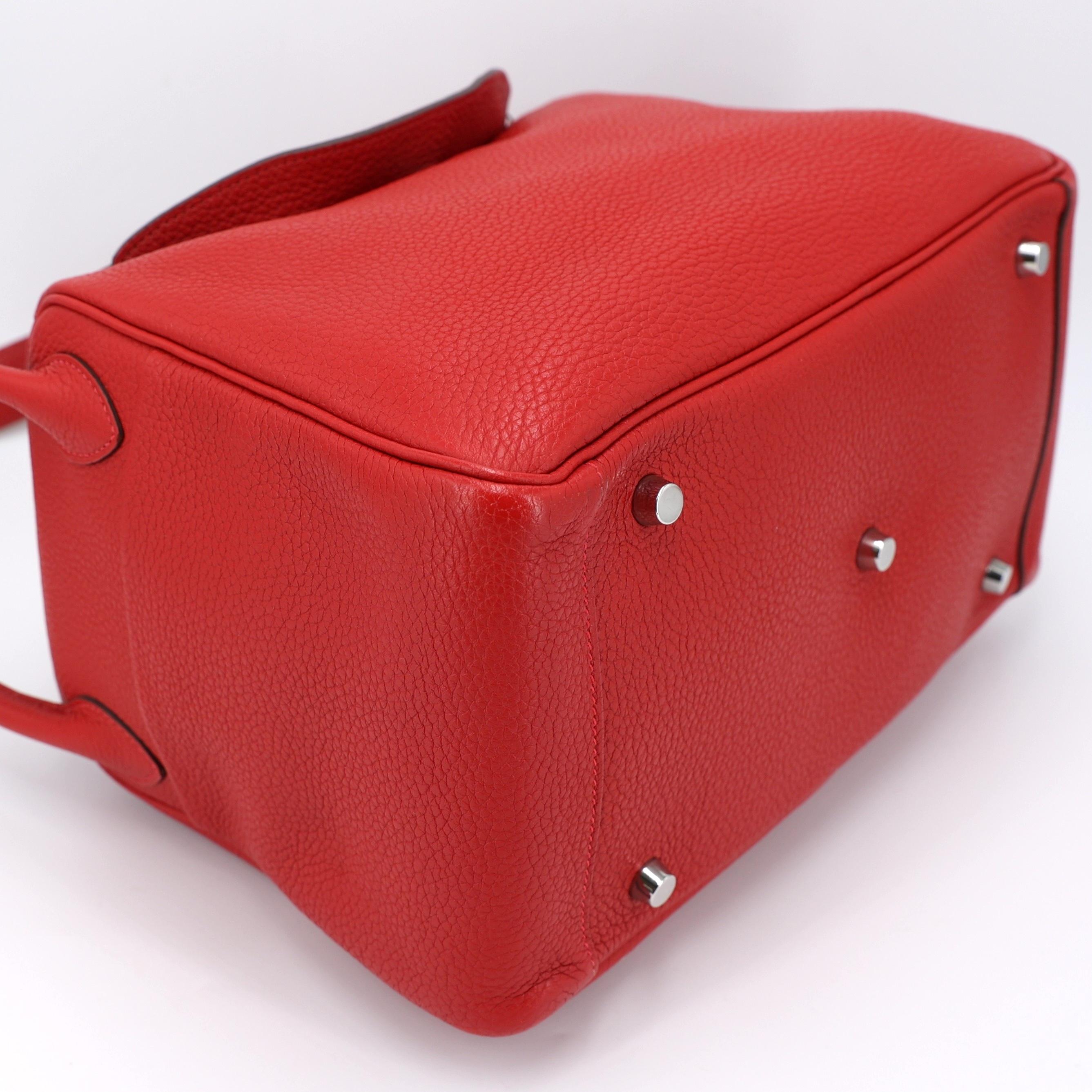 A美品 HERMÈS 愛馬仕 Lindy 30 Q5 國旗紅 Rouge Casaque Clemence小牛皮 銀扣 □Q刻 2013年 - 6
