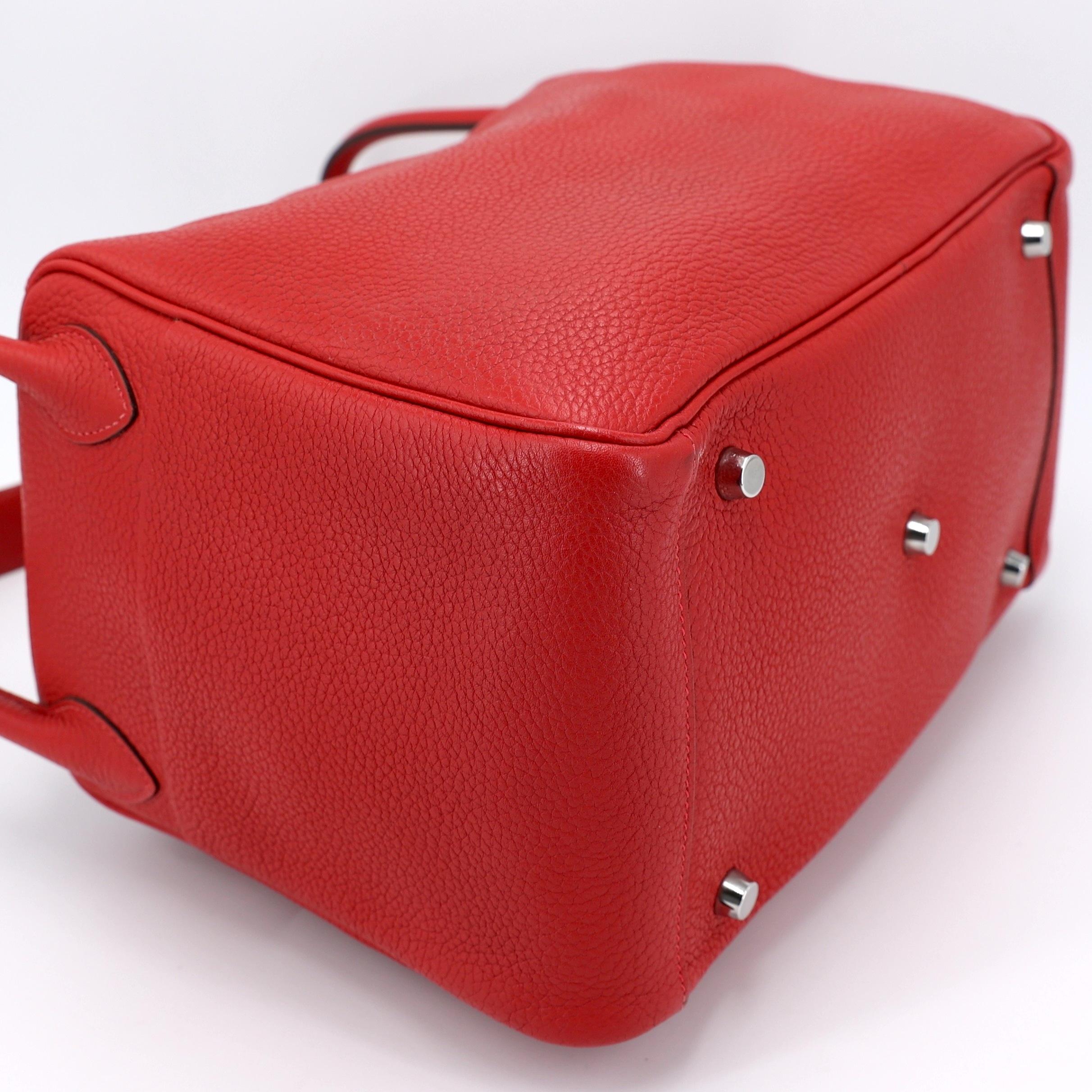 A美品 HERMÈS 愛馬仕 Lindy 30 Q5 國旗紅 Rouge Casaque Clemence小牛皮 銀扣 □Q刻 2013年 - 8