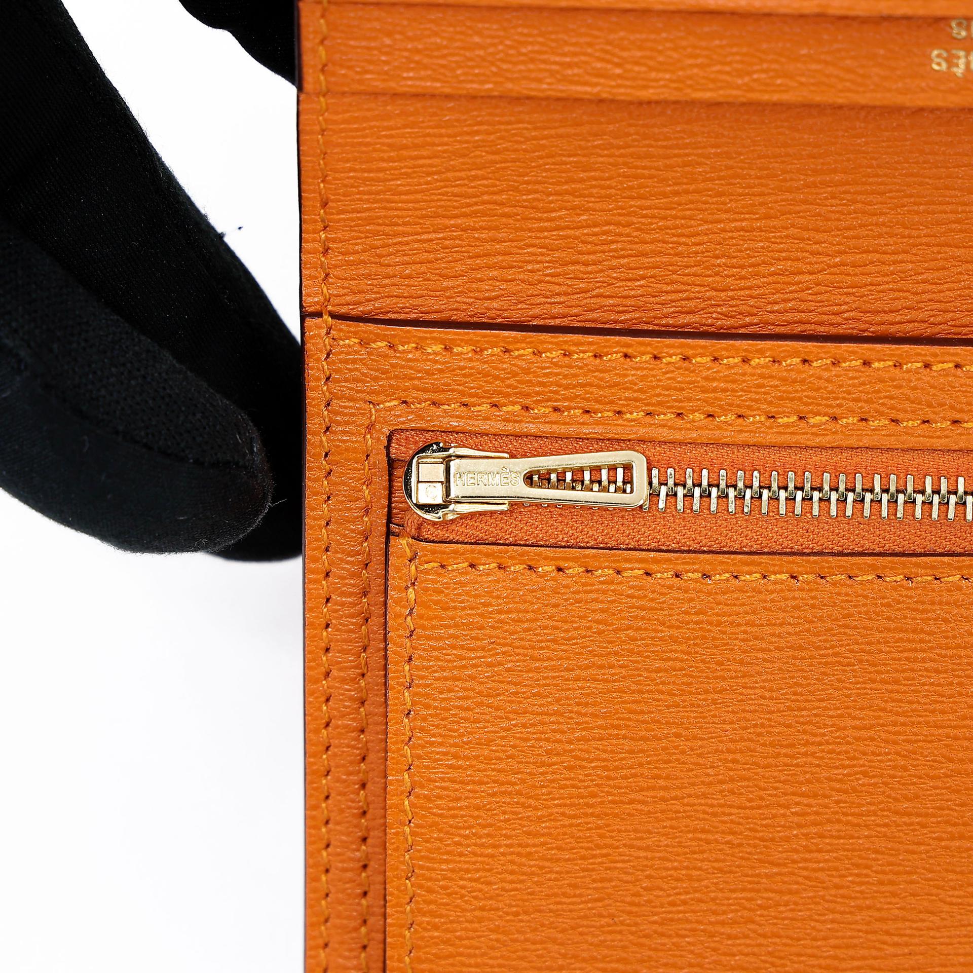 Unused ( Rank NS ) HERMÈS Bearn Compact wallet Apricot (I9) Matte Alligator Gold hardware D (2019) - 12