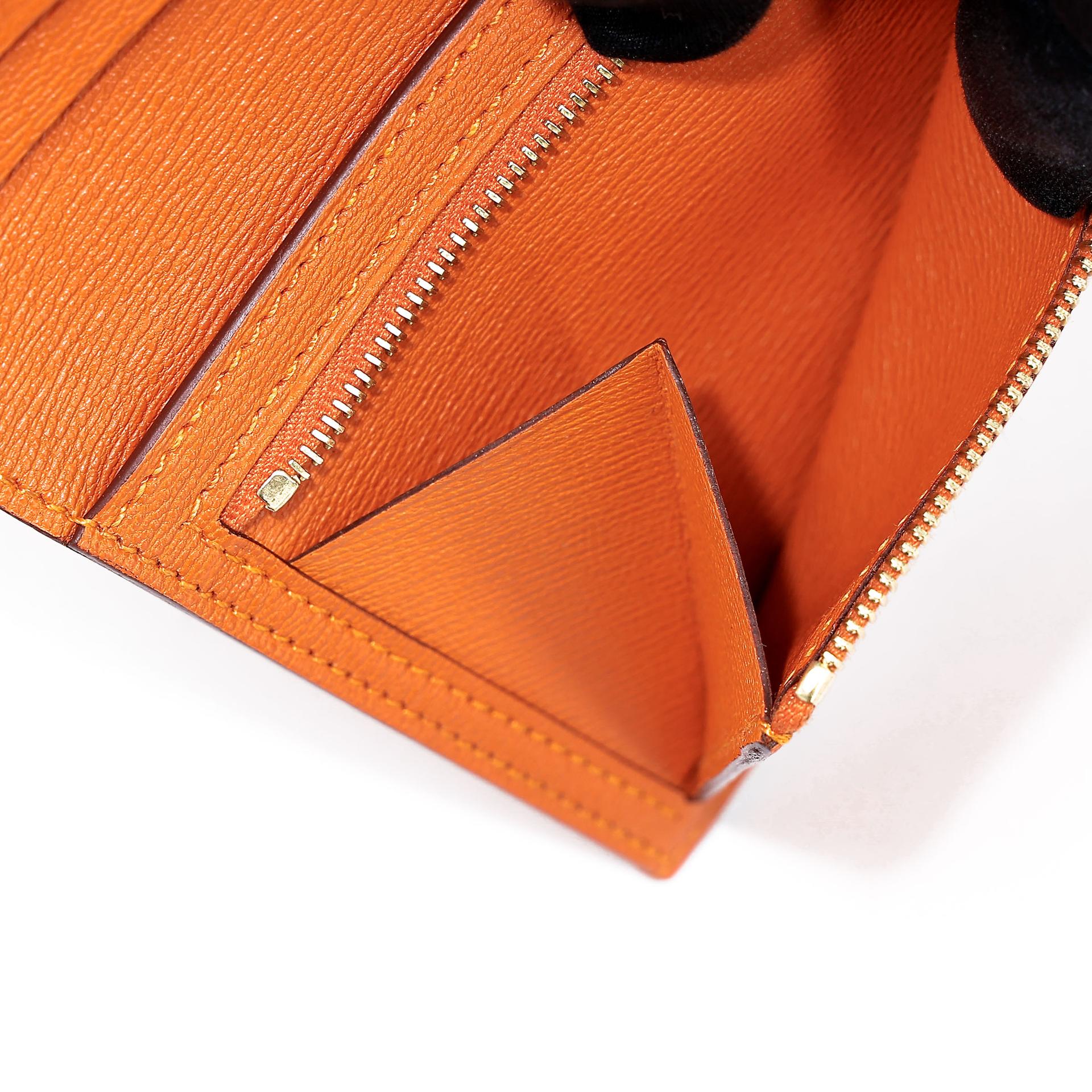 Unused ( Rank NS ) HERMÈS Bearn Compact wallet Apricot (I9) Matte Alligator Gold hardware D (2019) - 18