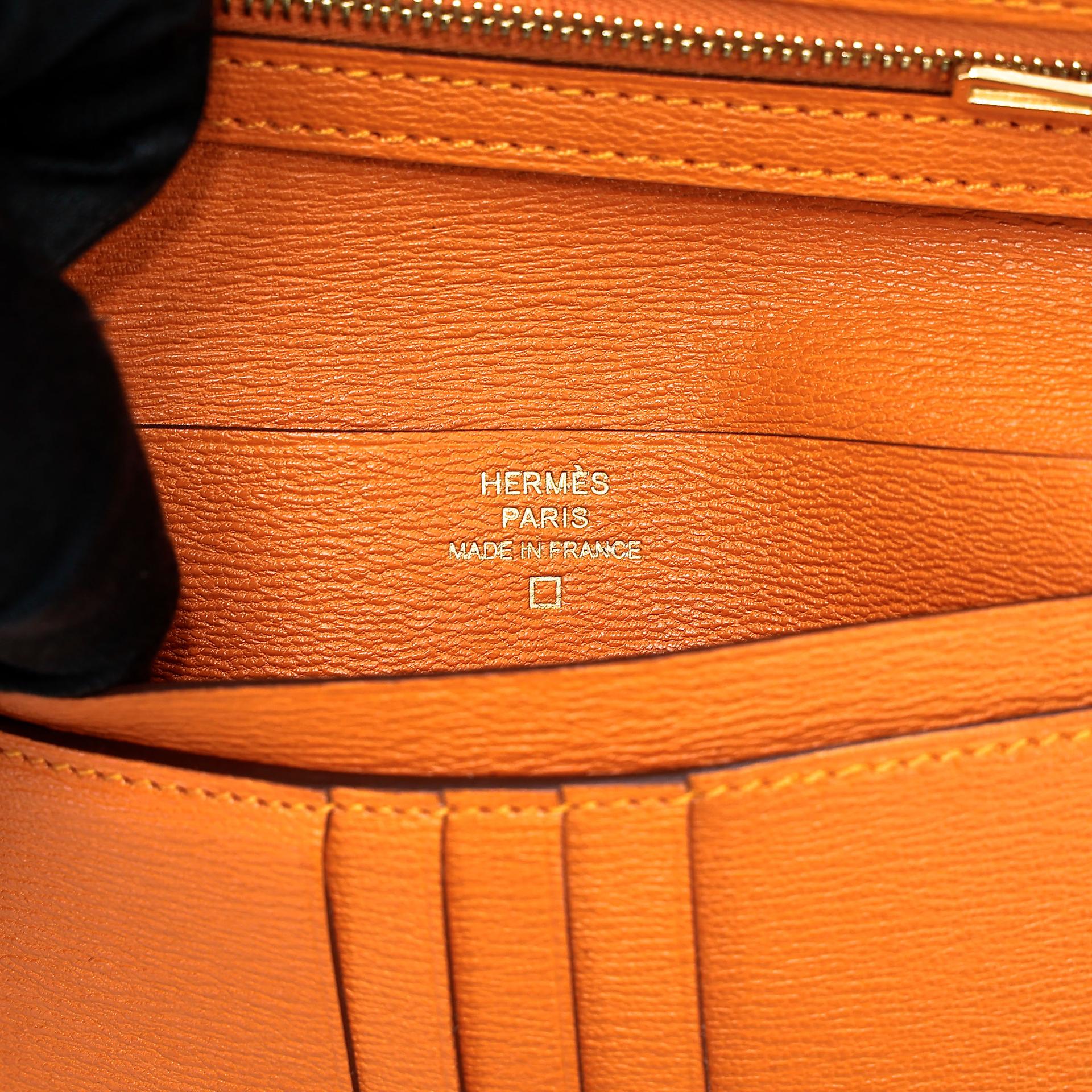 Unused ( Rank NS ) HERMÈS Bearn Compact wallet Apricot (I9) Matte Alligator Gold hardware D (2019) - 11