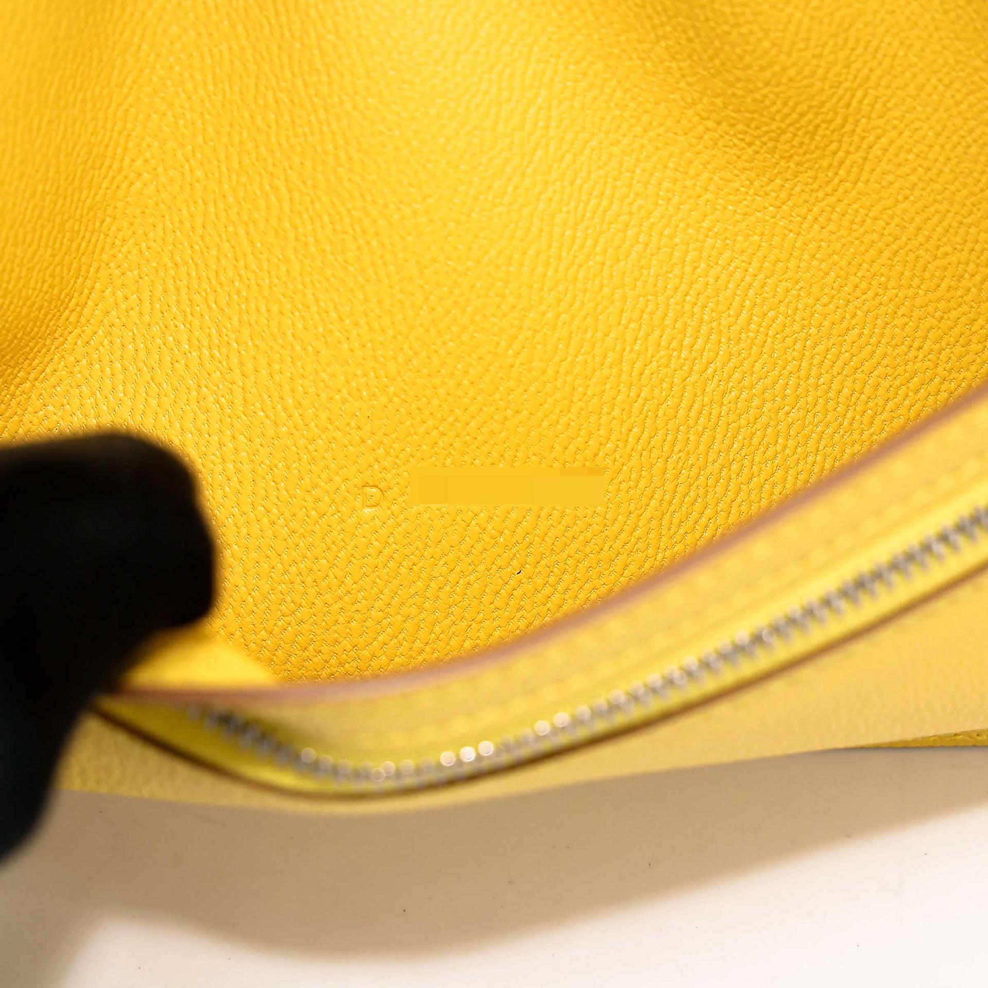 未使用保存品  HERMÈS 愛馬仕  Bearn Souffle 長款錢包 M9 金盞黃 Mimosa □ 短吻鱷 霧面 銀扣 D刻 2019年 - 14