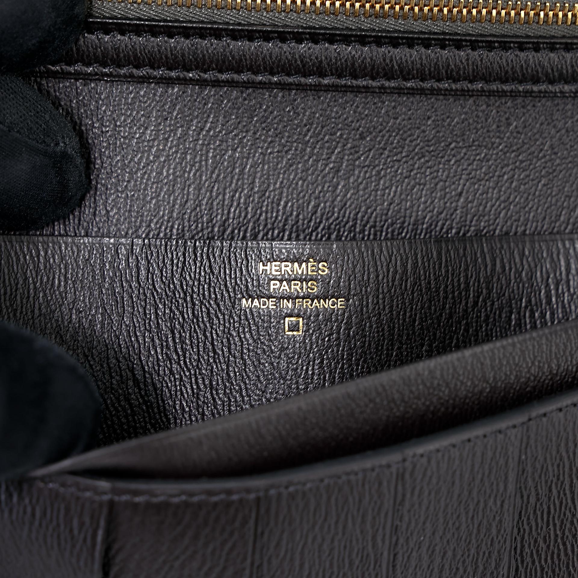 未使用保存品  HERMÈS 愛馬仕  Bearn Souffle 長款錢包 88 石墨灰 Graphite □ 短吻鱷 金扣 C刻 2018年 - 10