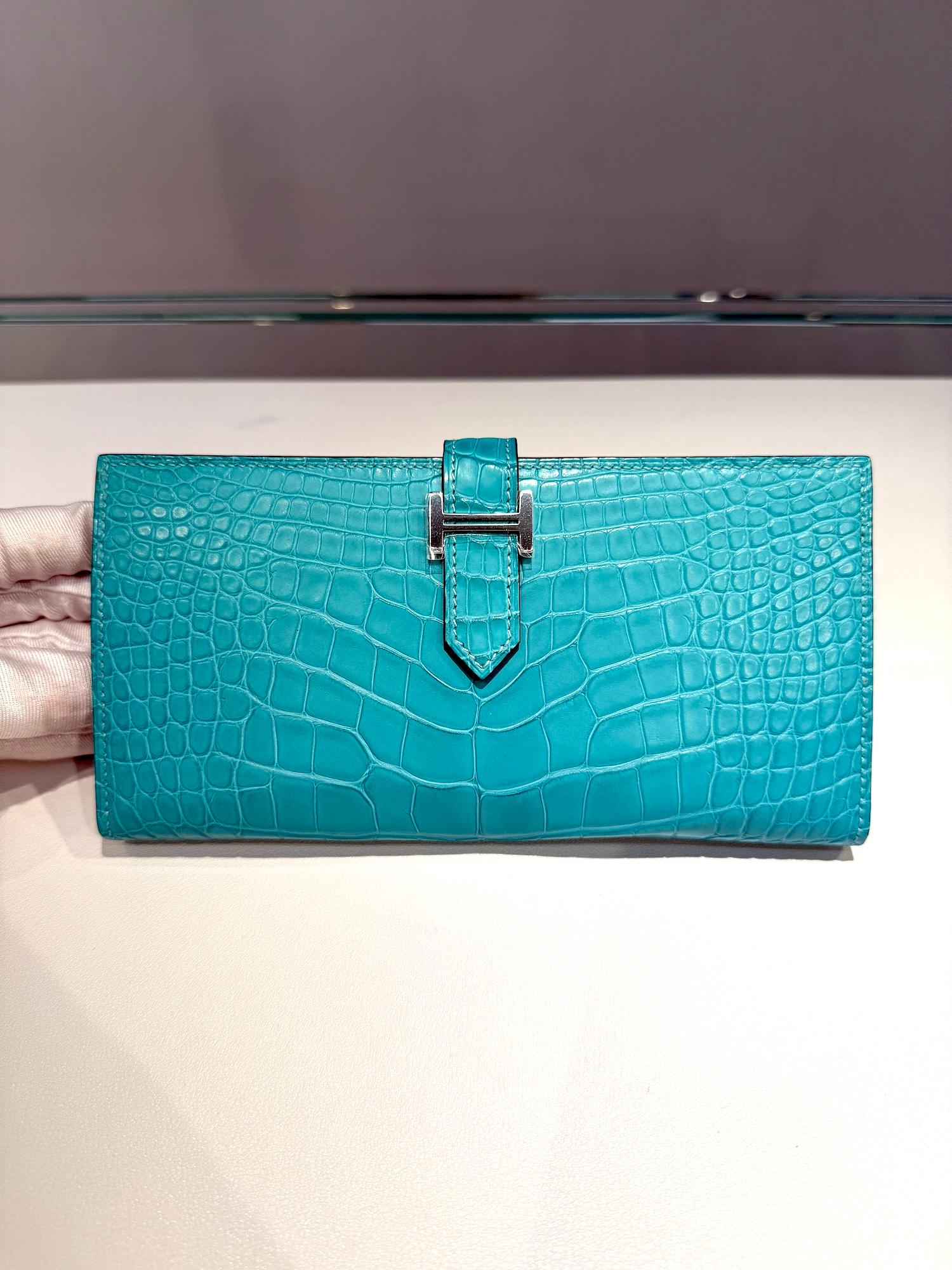 ランク NS 未使用品 HERMÈS エルメス ベアンスフレ ブルーアトール (3P) クロコダイル アリゲーター マット シルバー金具 Y刻印 - 19