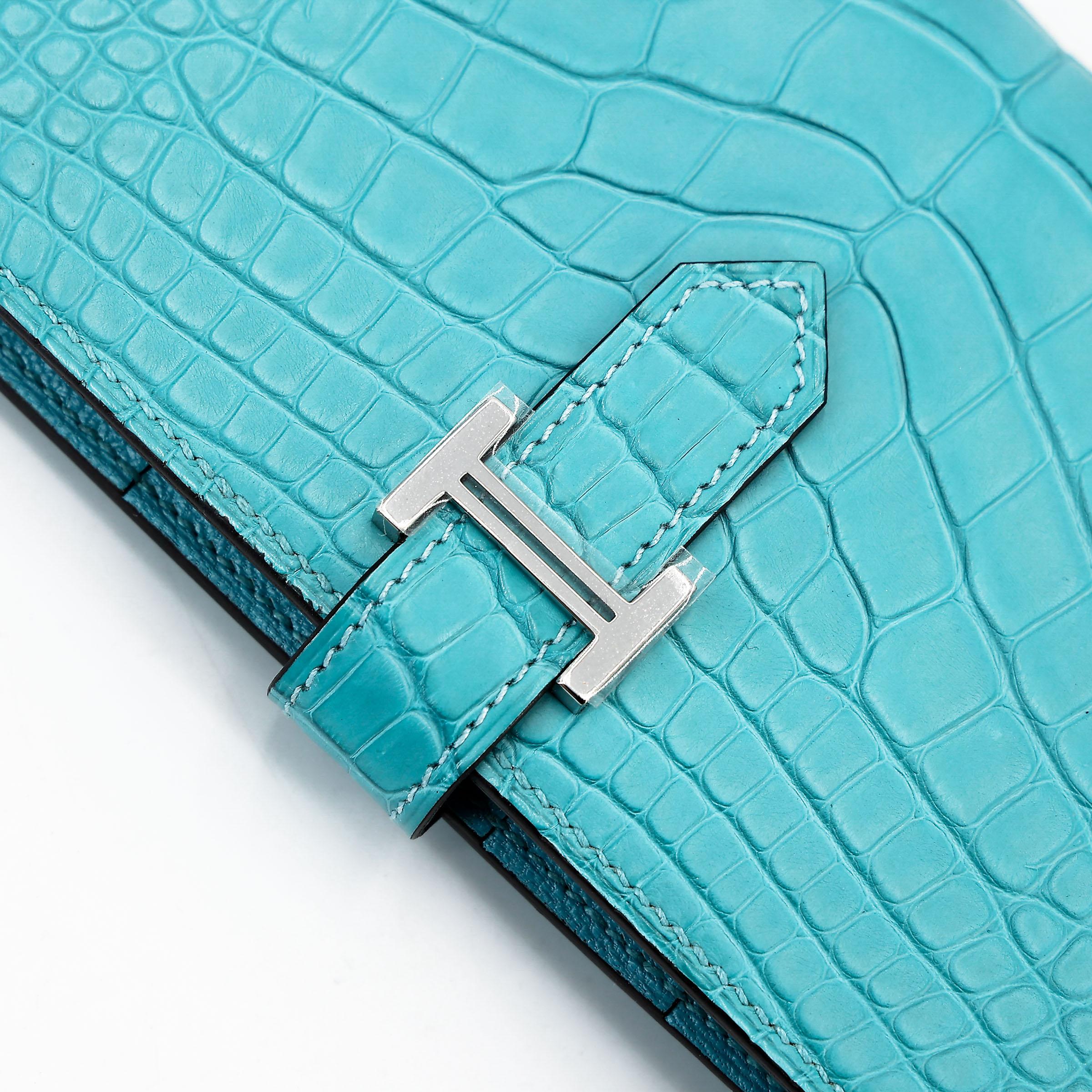 ランク NS 未使用品 HERMÈS エルメス ベアンスフレ ブルーアトール (3P) クロコダイル アリゲーター マット シルバー金具 Y刻印 - 8
