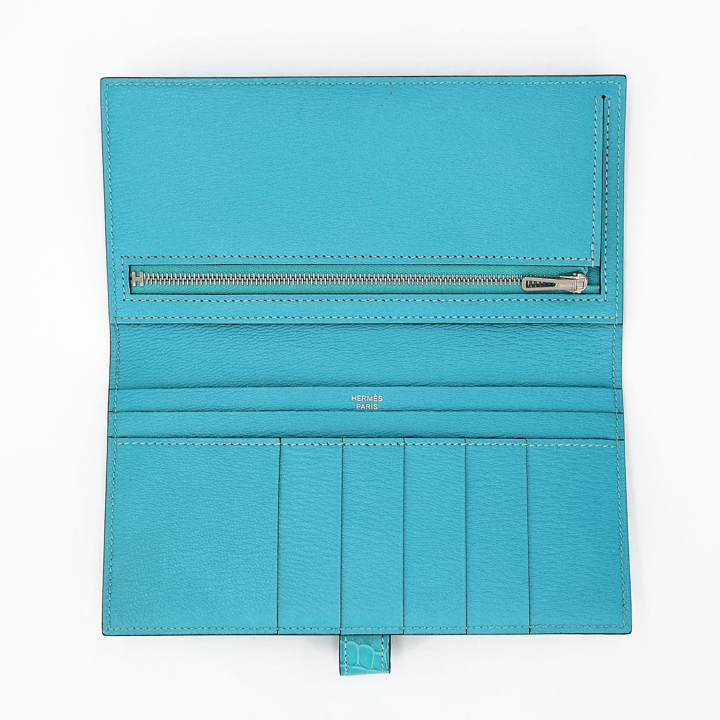 ランク NS 未使用品 HERMÈS エルメス ベアンスフレ ブルーアトール (3P) クロコダイル アリゲーター マット シルバー金具 Y刻印 - 9