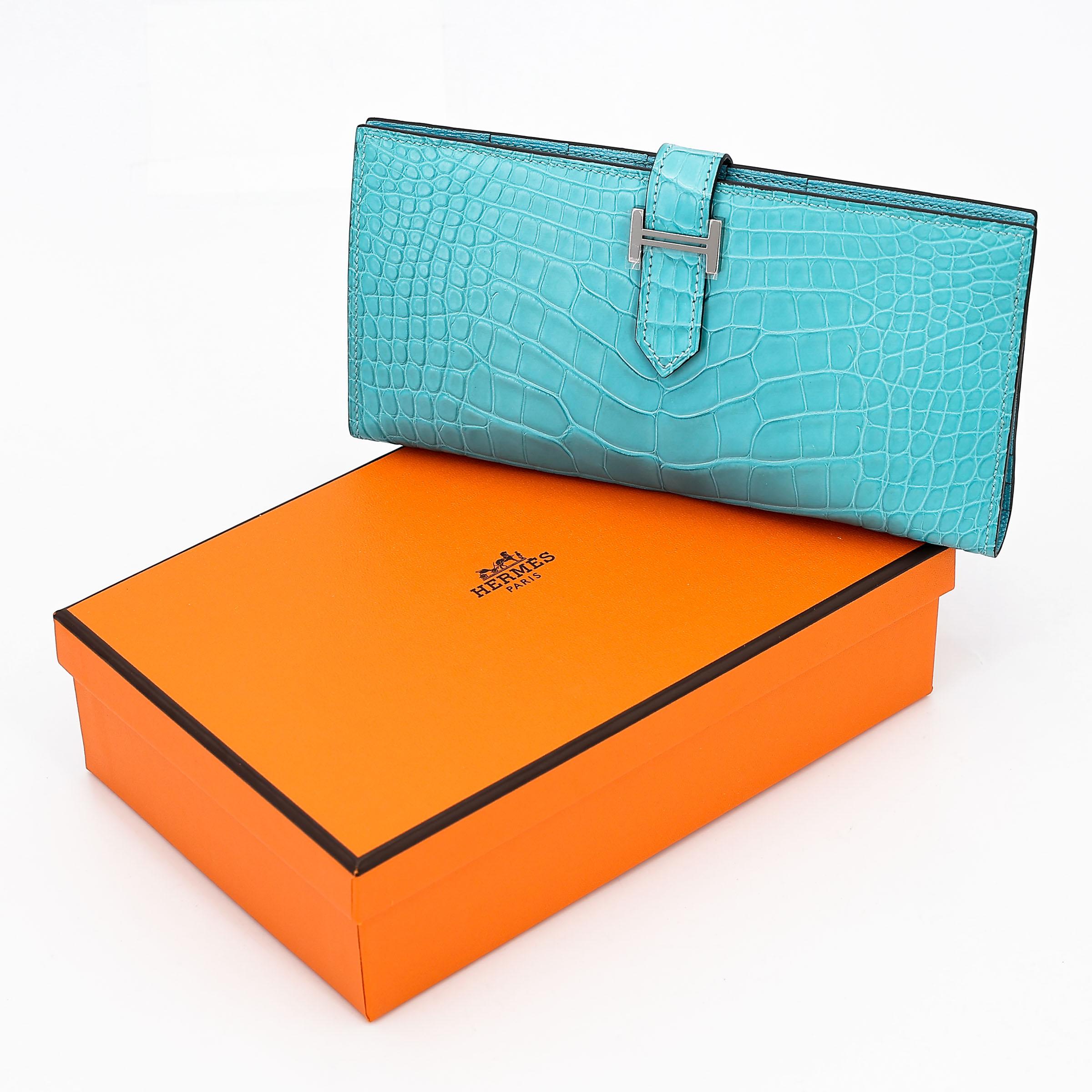 ランク NS 未使用品 HERMÈS エルメス ベアンスフレ ブルーアトール (3P) クロコダイル アリゲーター マット シルバー金具 Y刻印 - 3
