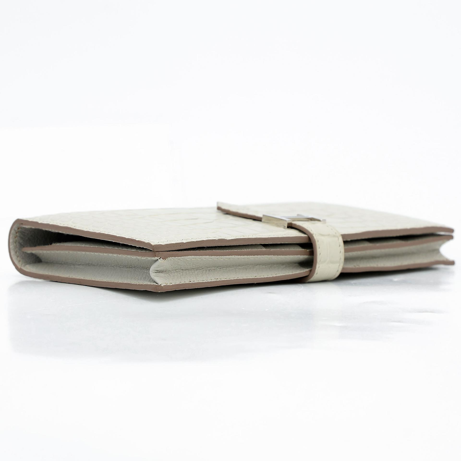 Very Good ( Rank A)  HERMÈS  Bearn Souffle wallet Beton (8L) Matte Alligator Palladium hardware A (2017) - 5