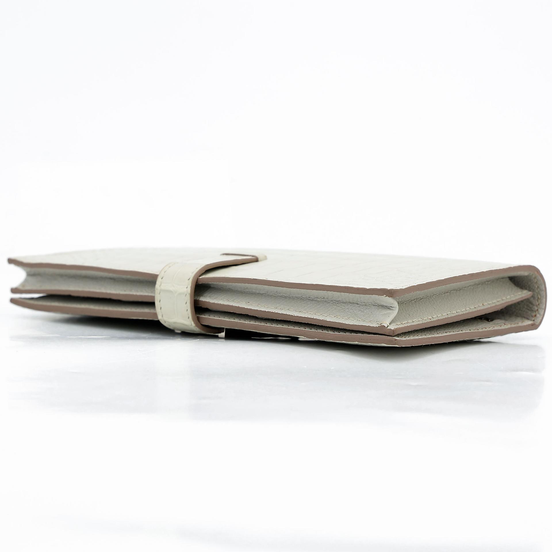 Very Good ( Rank A)  HERMÈS  Bearn Souffle wallet Beton (8L) Matte Alligator Palladium hardware A (2017) - 6