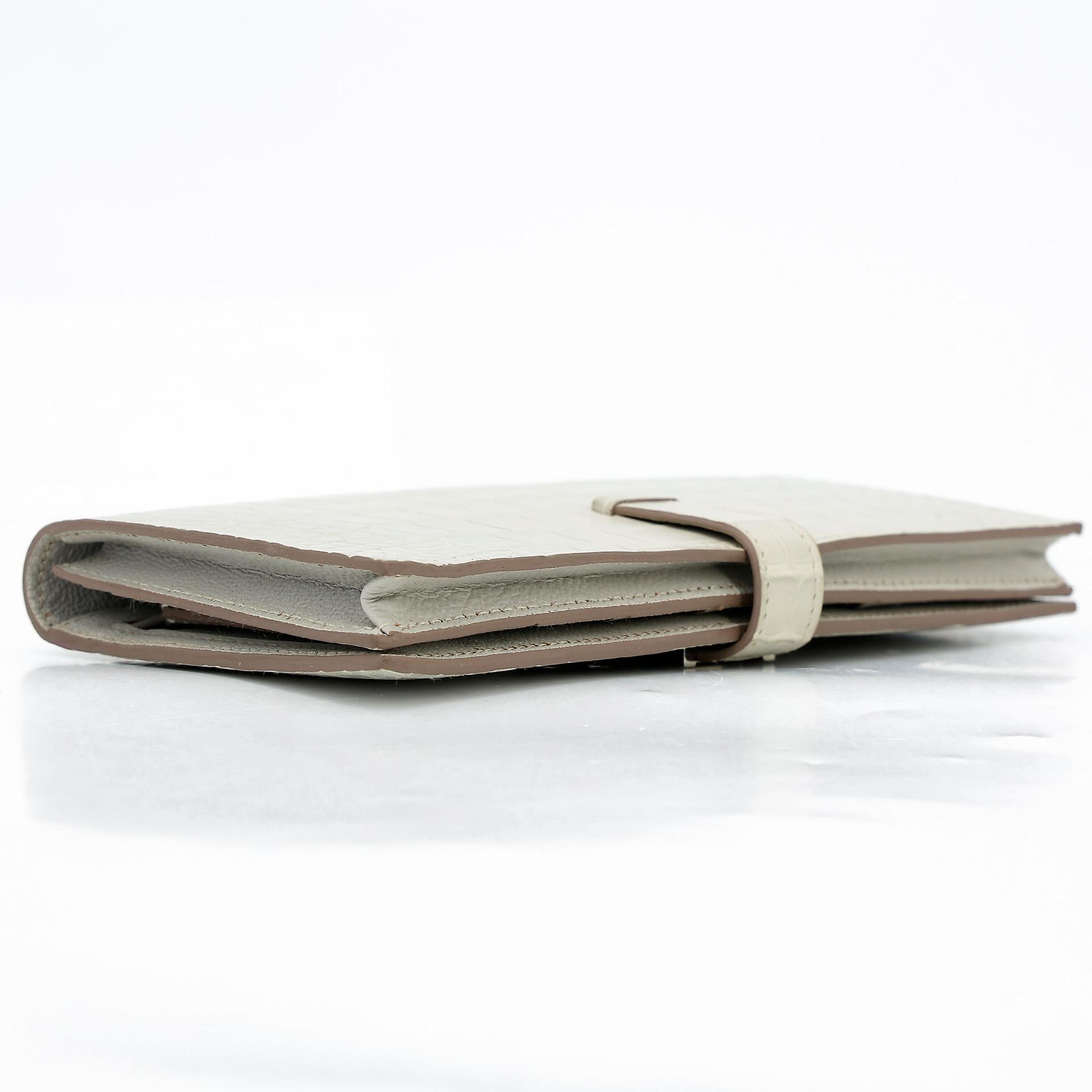 Very Good ( Rank A)  HERMÈS  Bearn Souffle wallet Beton (8L) Matte Alligator Palladium hardware A (2017) - 7