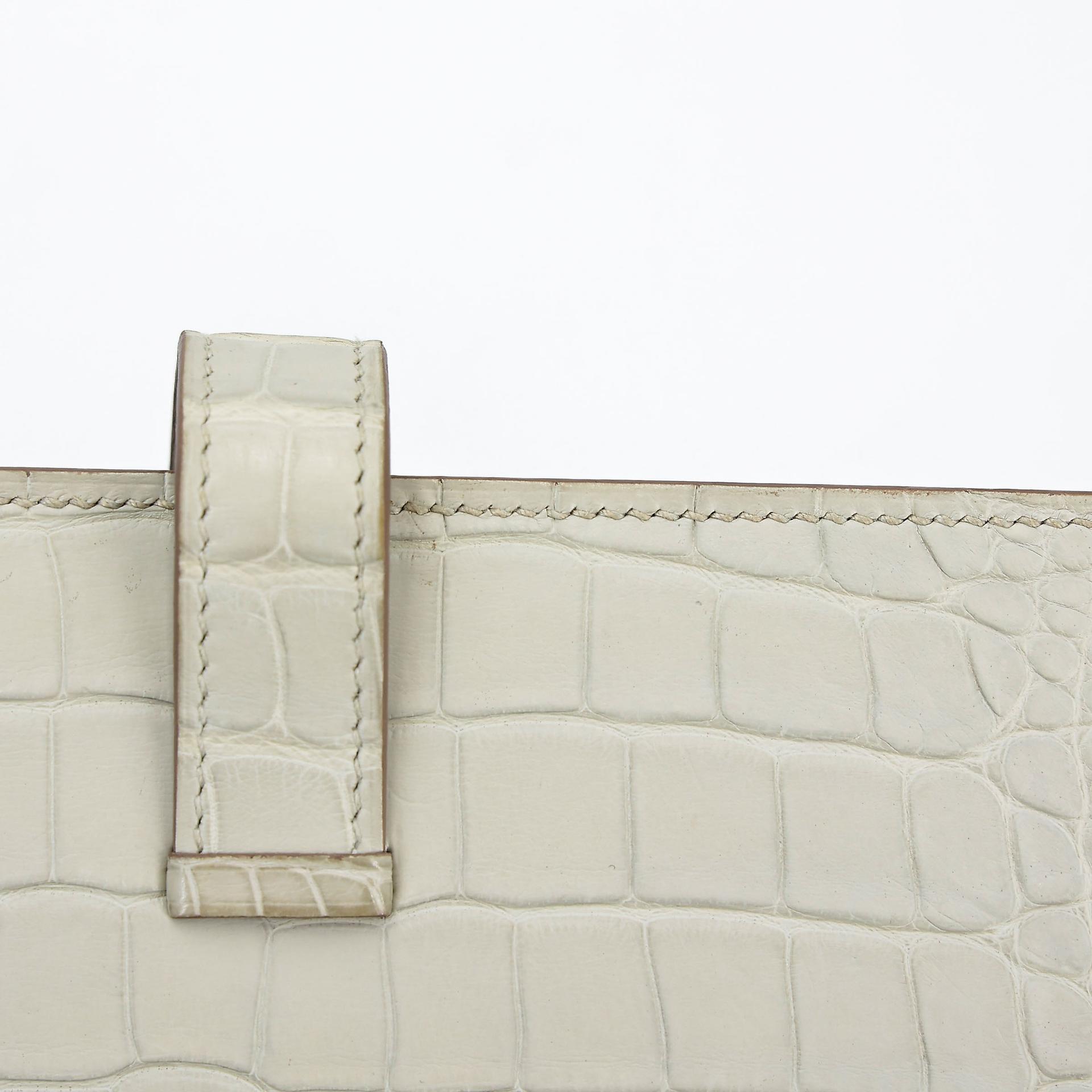Very Good ( Rank A)  HERMÈS  Bearn Souffle wallet Beton (8L) Matte Alligator Palladium hardware A (2017) - 10