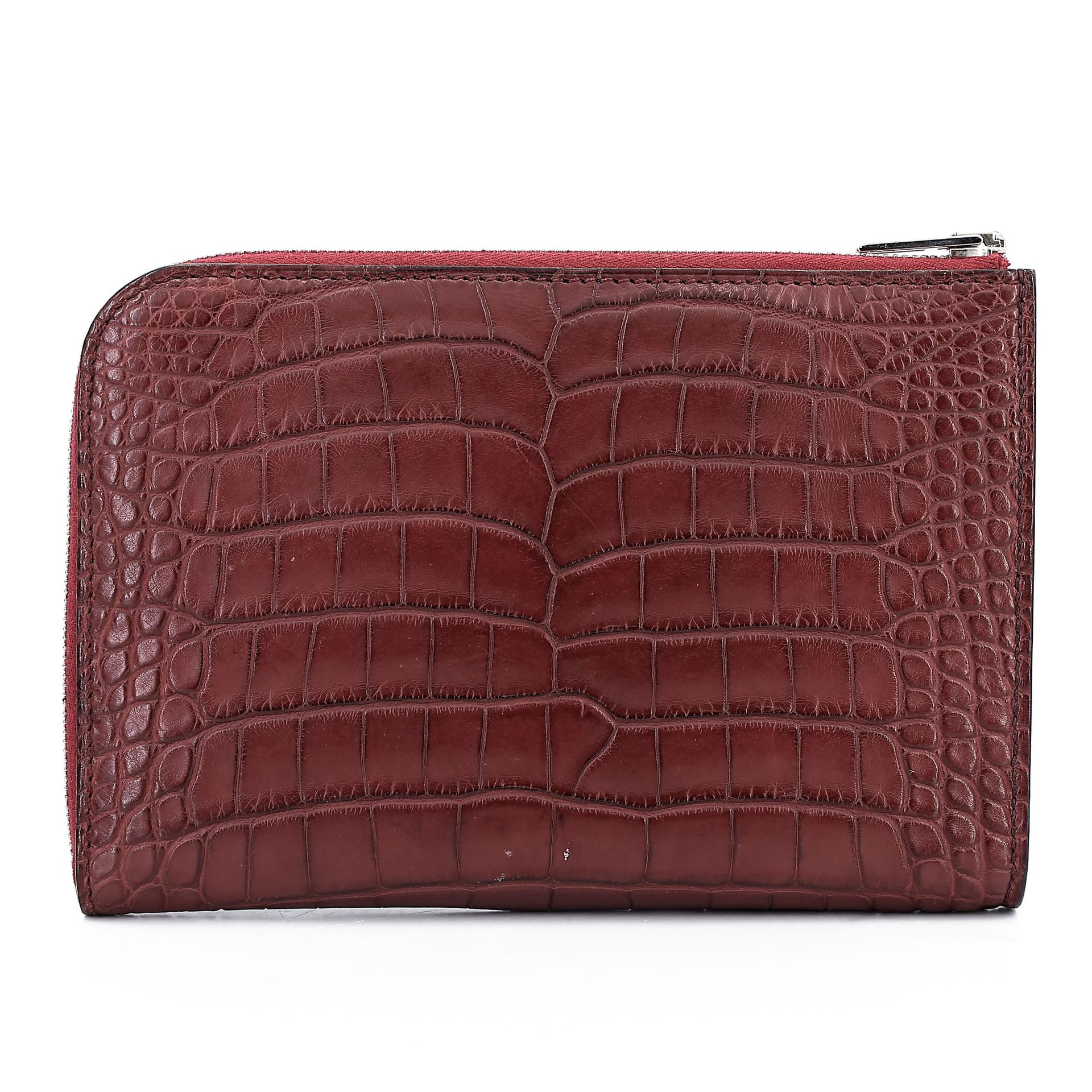 Excellent ( Rank SA ) HERMÈS Remix Duo Chimeres Wallet Rouge H (55) Alligator Palladium hardware T (2015) - 3