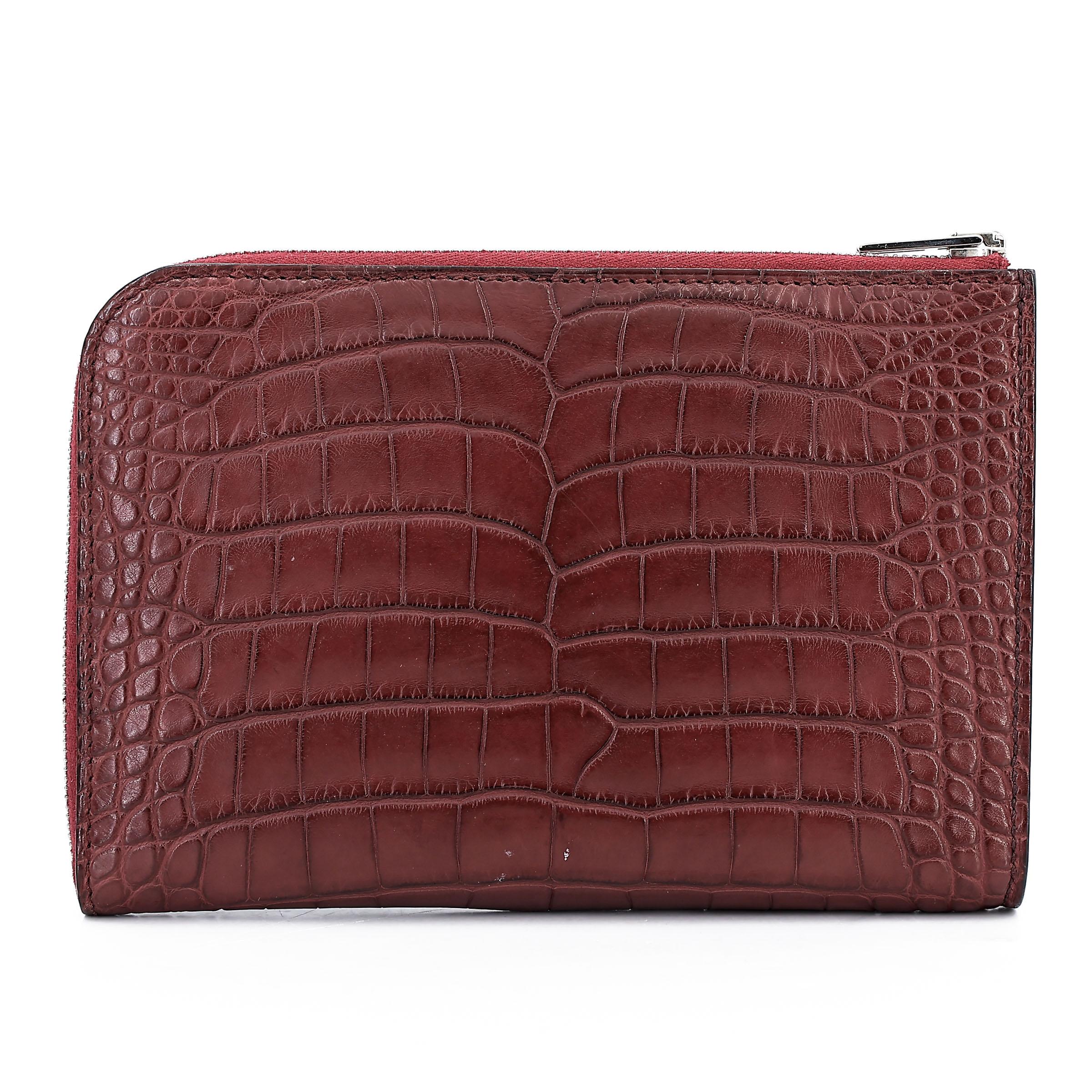 ランク SA HERMÈS エルメス リミックス デュオ キマイラ ウォレット 財布 ルージュアッシュ (55) アリゲーター シルバー金具 T刻印 - 3