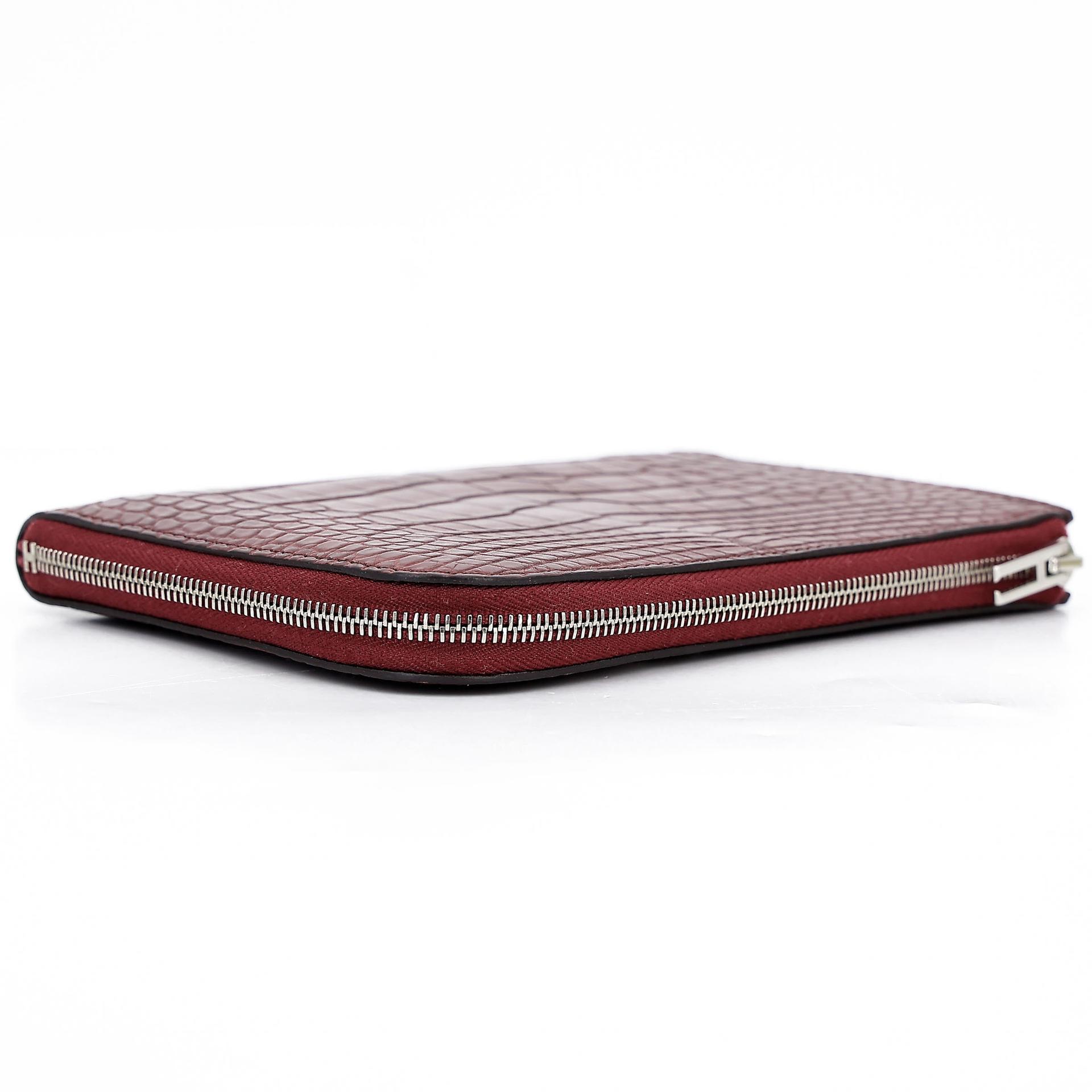 Excellent ( Rank SA ) HERMÈS Remix Duo Chimeres Wallet Rouge H (55) Alligator Palladium hardware T (2015) - 6