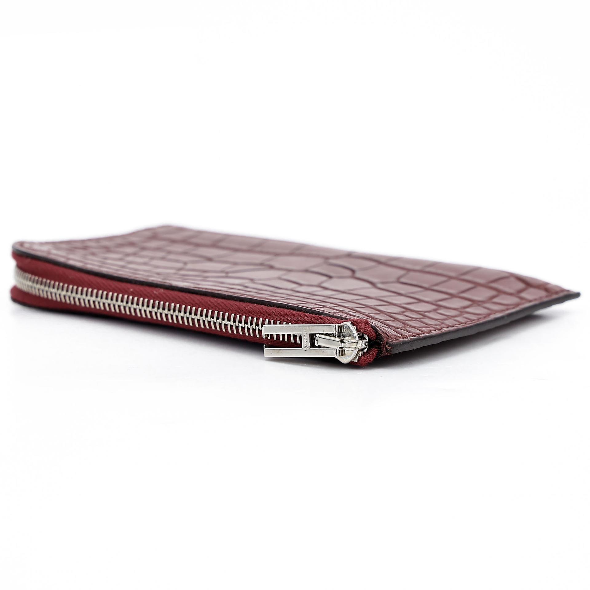 Excellent ( Rank SA ) HERMÈS Remix Duo Chimeres Wallet Rouge H (55) Alligator Palladium hardware T (2015) - 19