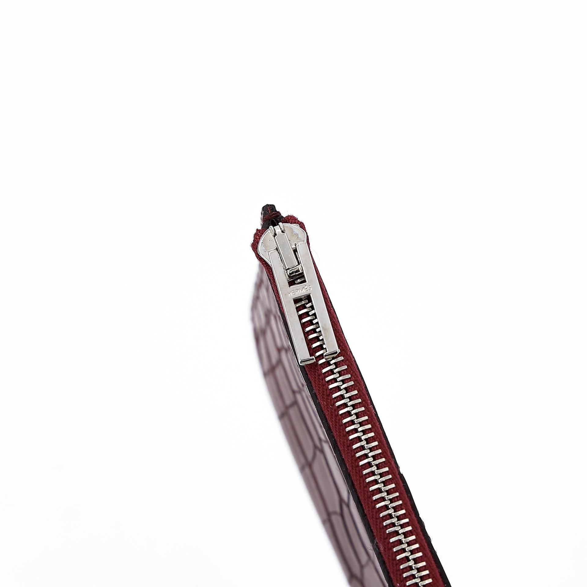 Excellent ( Rank SA ) HERMÈS Remix Duo Chimeres Wallet Rouge H (55) Alligator Palladium hardware T (2015) - 21