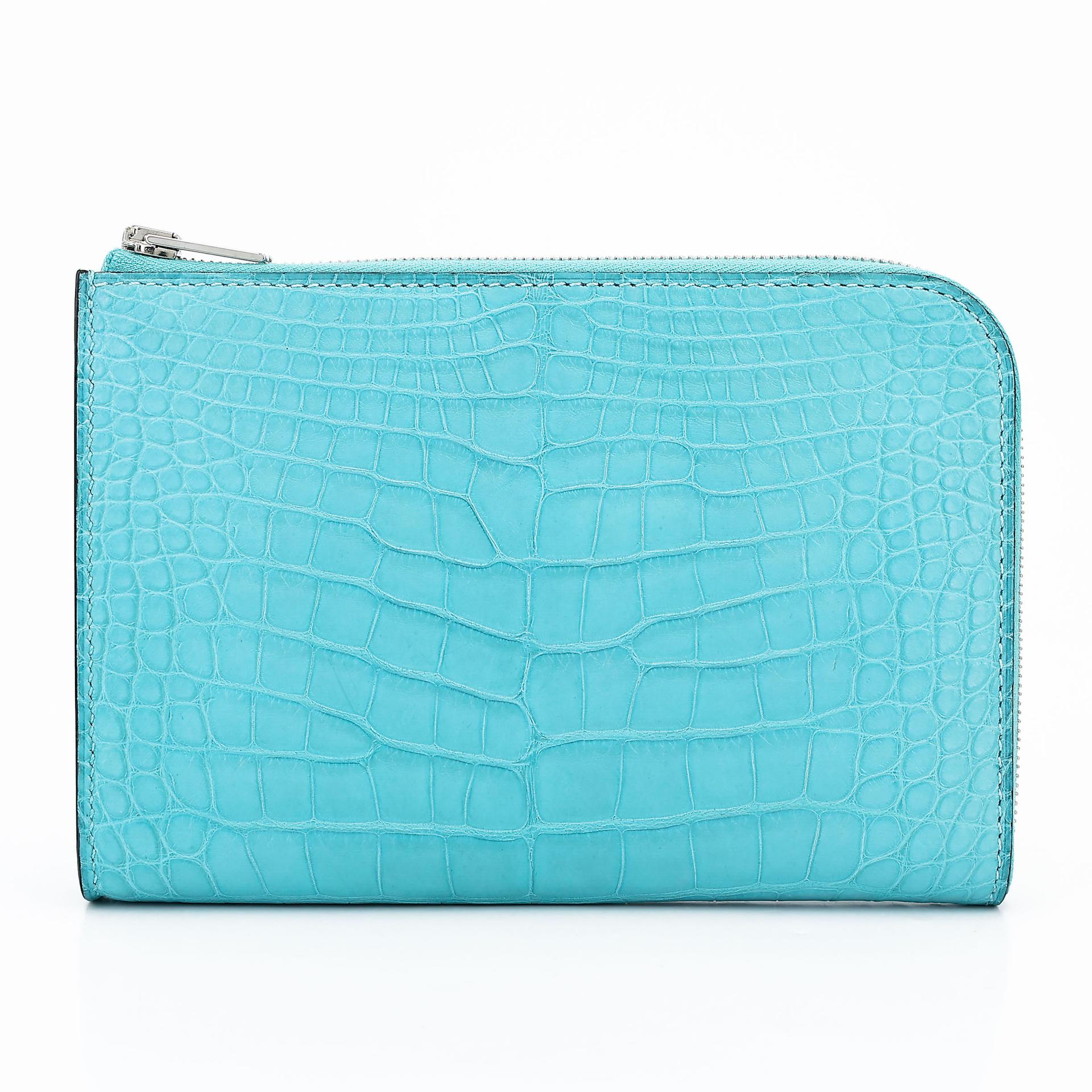 Unused ( Rank NS ) HERMÈS Remix Duo Chimeres Wallet Bleu Atoll (3P) Matte Alligator Palladium hardware X (2016) - 3