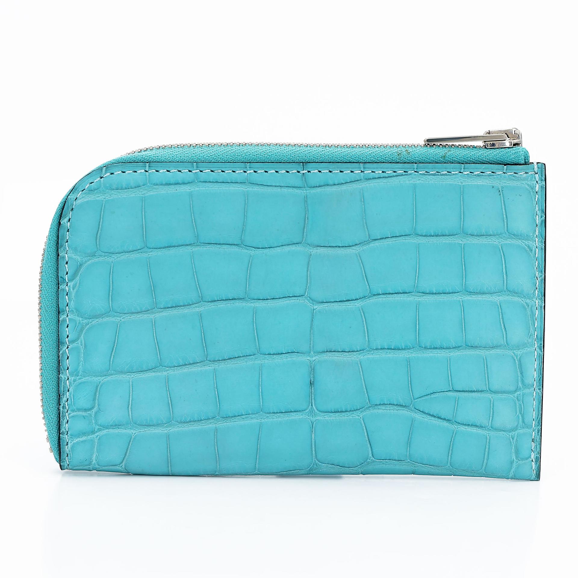 Unused ( Rank NS ) HERMÈS Remix Duo Chimeres Wallet Bleu Atoll (3P) Matte Alligator Palladium hardware X (2016) - 16