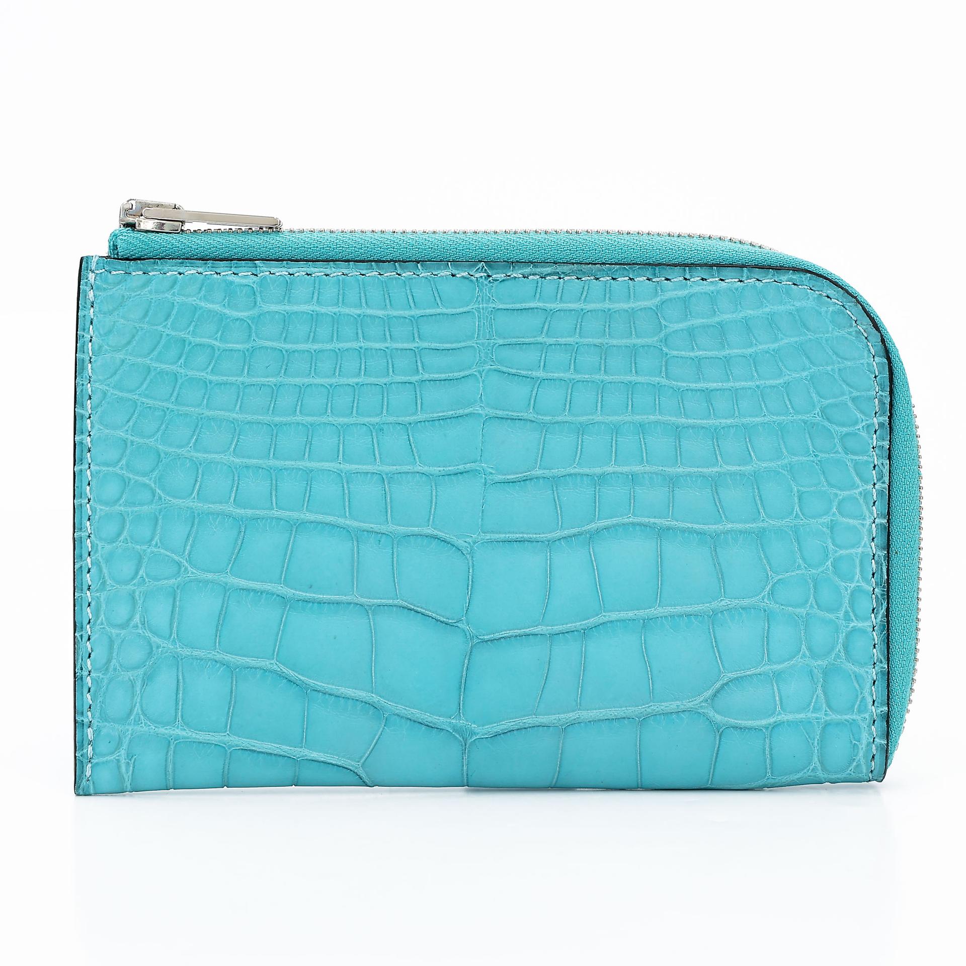 Unused ( Rank NS ) HERMÈS Remix Duo Chimeres Wallet Bleu Atoll (3P) Matte Alligator Palladium hardware X (2016) - 17