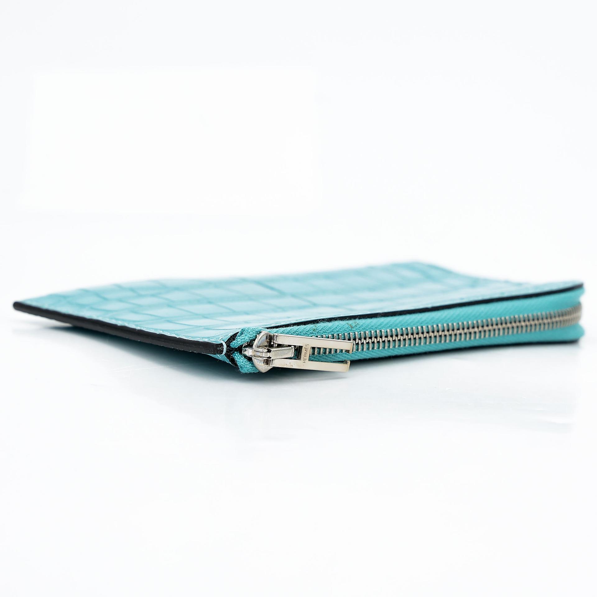Unused ( Rank NS ) HERMÈS Remix Duo Chimeres Wallet Bleu Atoll (3P) Matte Alligator Palladium hardware X (2016) - 19