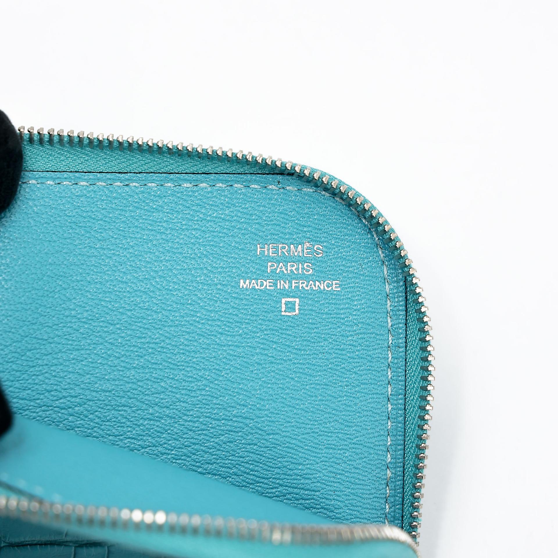 Unused ( Rank NS ) HERMÈS Remix Duo Chimeres Wallet Bleu Atoll (3P) Matte Alligator Palladium hardware X (2016) - 23