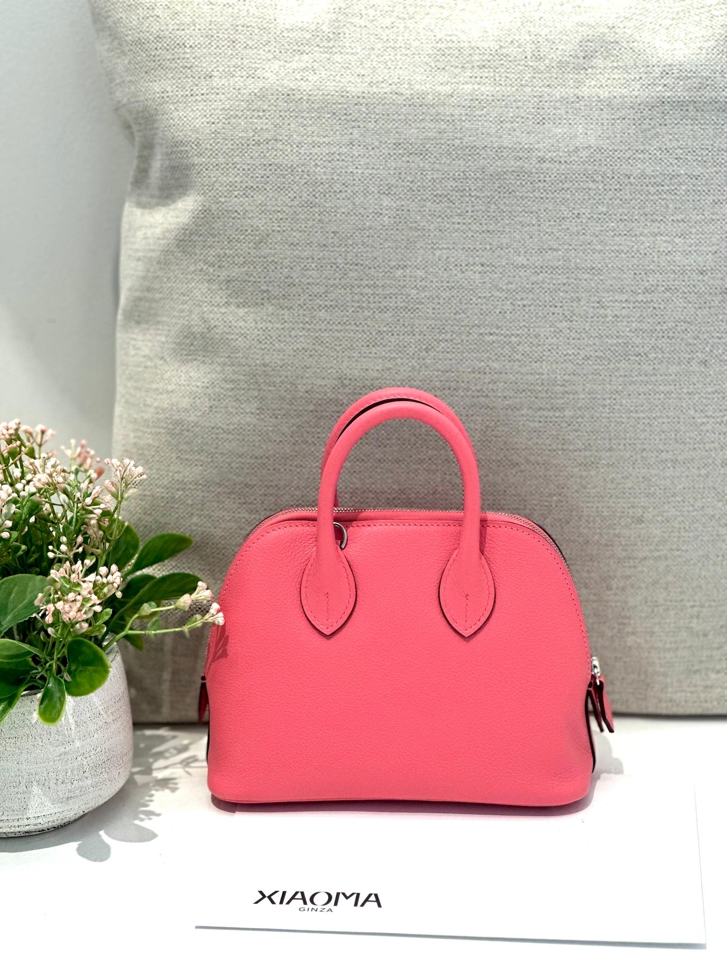 全新 HERMÈS 愛馬仕 Mini Bolide 1923 8W 唇膏粉 Rose Azalee Evercolor皮 銀扣 K刻 2025年 - 4