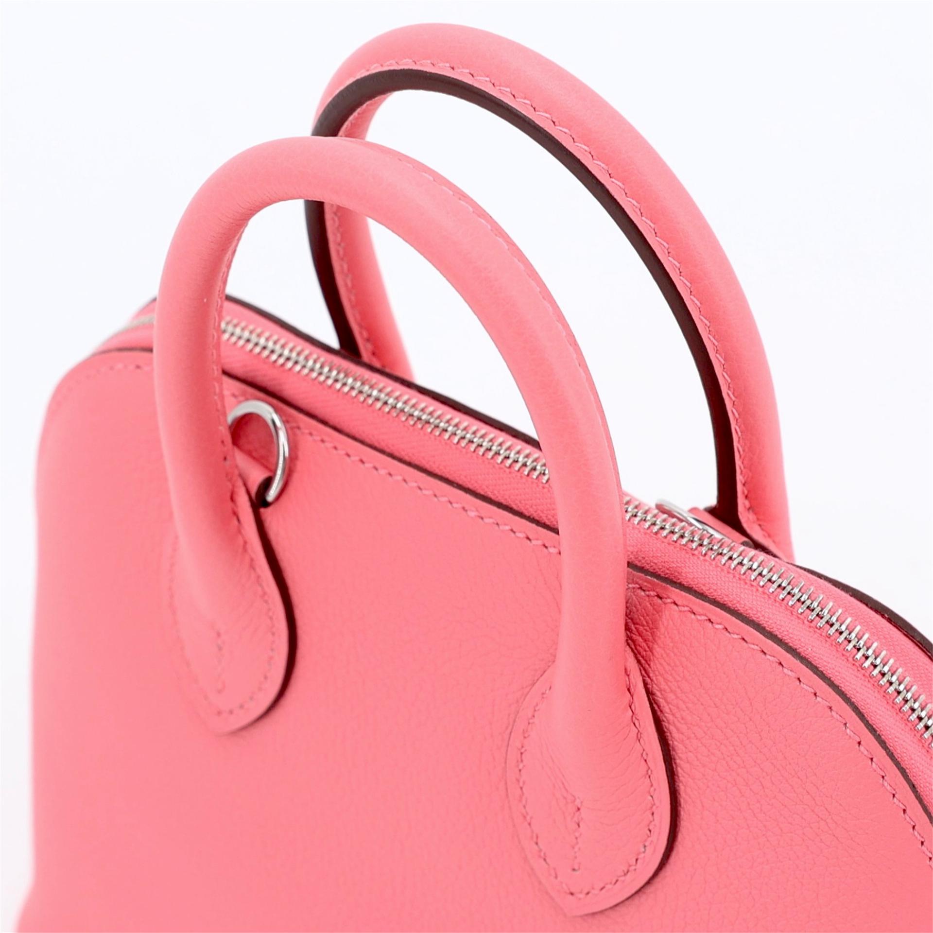 全新 HERMÈS 愛馬仕 Mini Bolide 1923 8W 唇膏粉 Rose Azalee Evercolor皮 銀扣 K刻 2025年 - 5