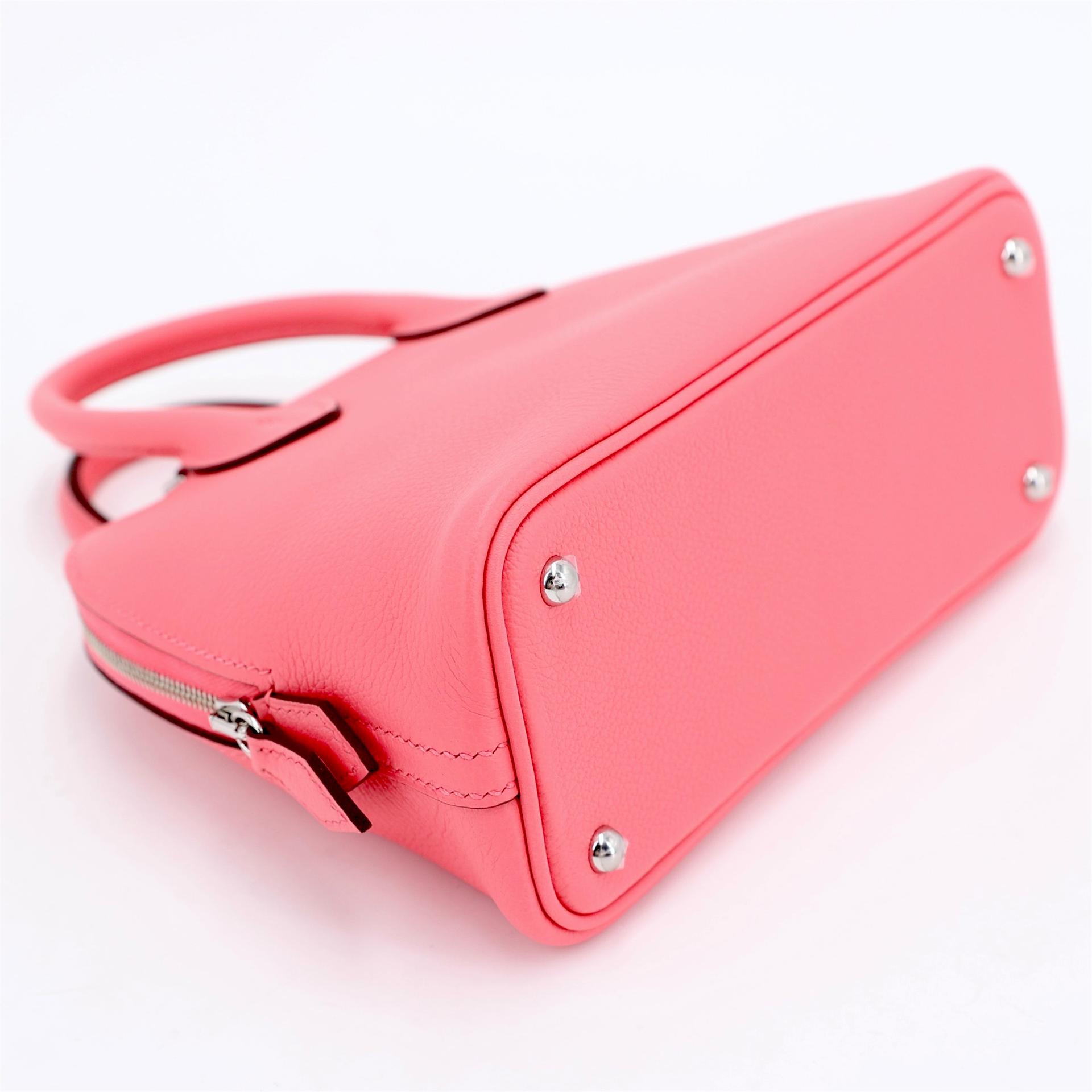 全新 HERMÈS 愛馬仕 Mini Bolide 1923 8W 唇膏粉 Rose Azalee Evercolor皮 銀扣 K刻 2025年 - 6