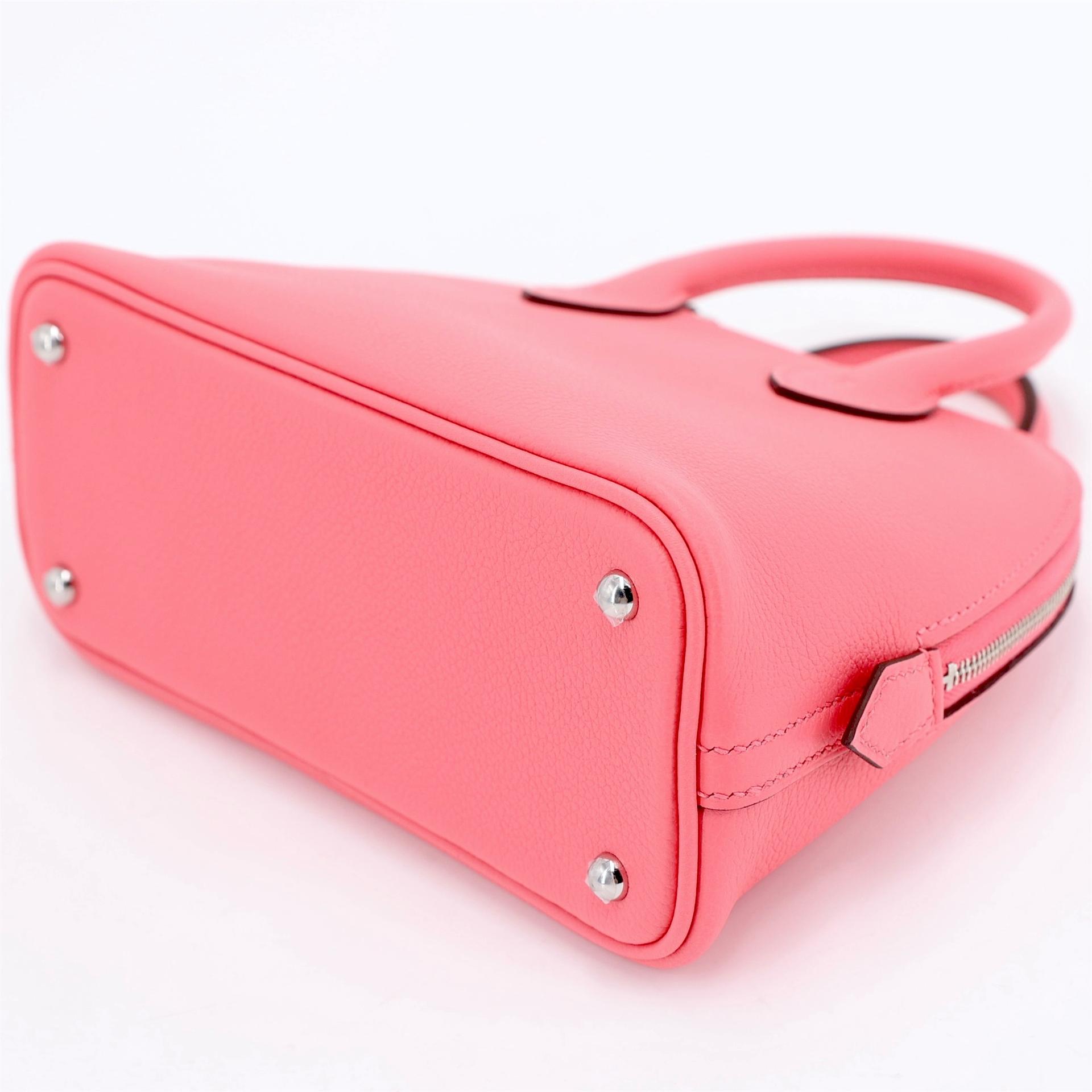全新 HERMÈS 愛馬仕 Mini Bolide 1923 8W 唇膏粉 Rose Azalee Evercolor皮 銀扣 K刻 2025年 - 7