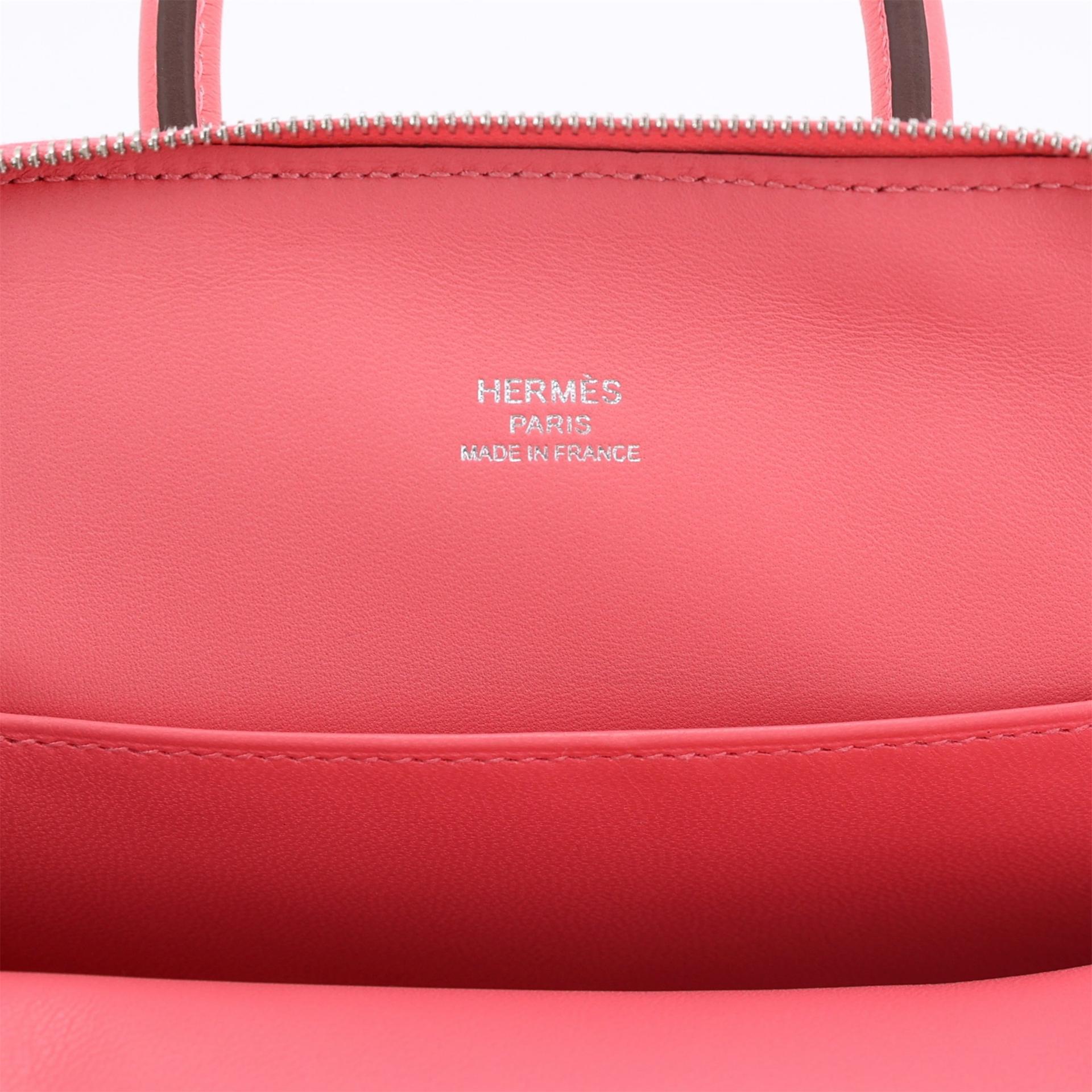 全新 HERMÈS 愛馬仕 Mini Bolide 1923 8W 唇膏粉 Rose Azalee Evercolor皮 銀扣 K刻 2025年 - 10