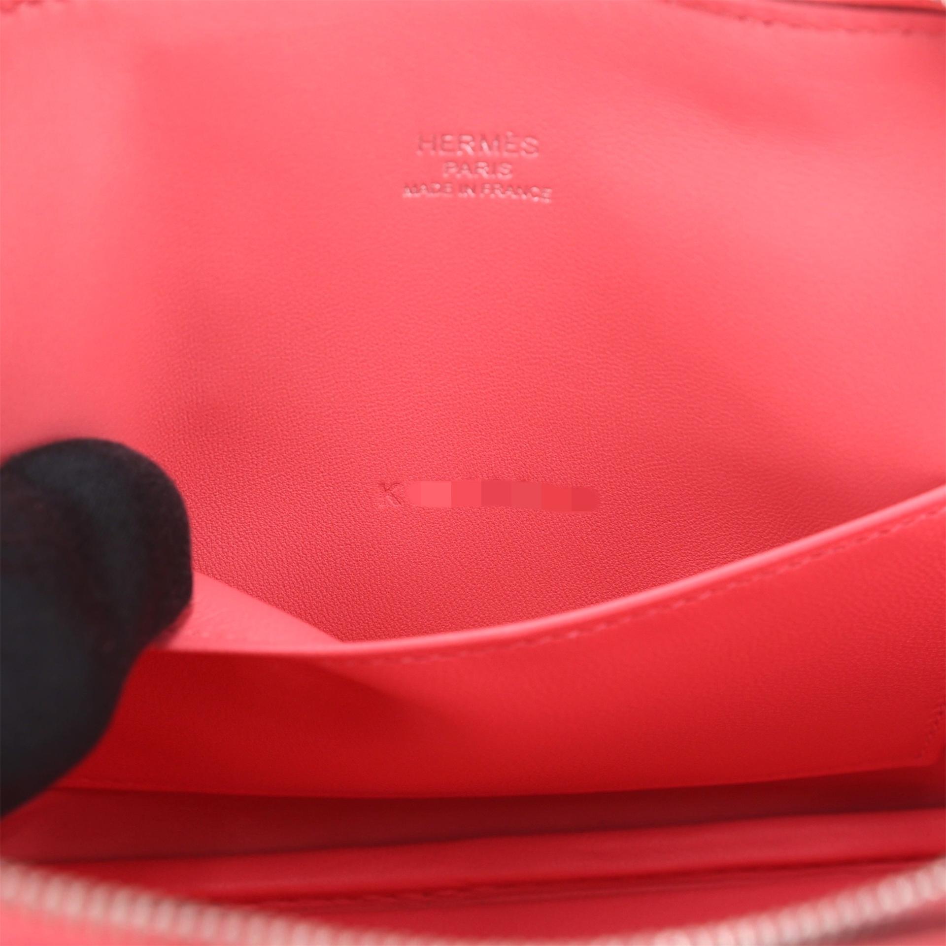 全新 HERMÈS 愛馬仕 Mini Bolide 1923 8W 唇膏粉 Rose Azalee Evercolor皮 銀扣 K刻 2025年 - 12