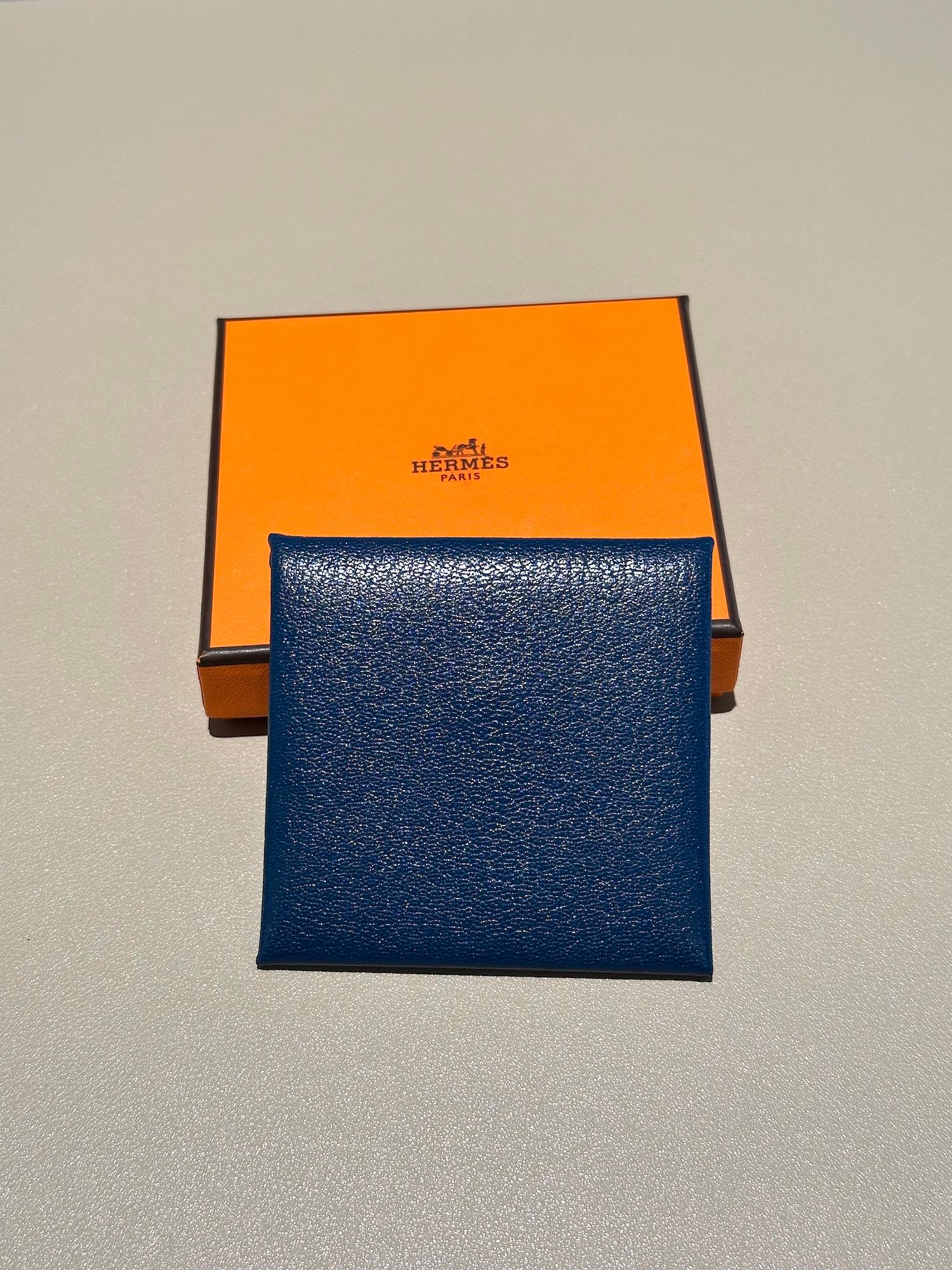 未使用保存品 HERMÈS 爱马仕 Bastia 零钱包 S4 深邃蓝 Deep Blue Chevre山羊皮 银扣 Y刻 2020年 - 13