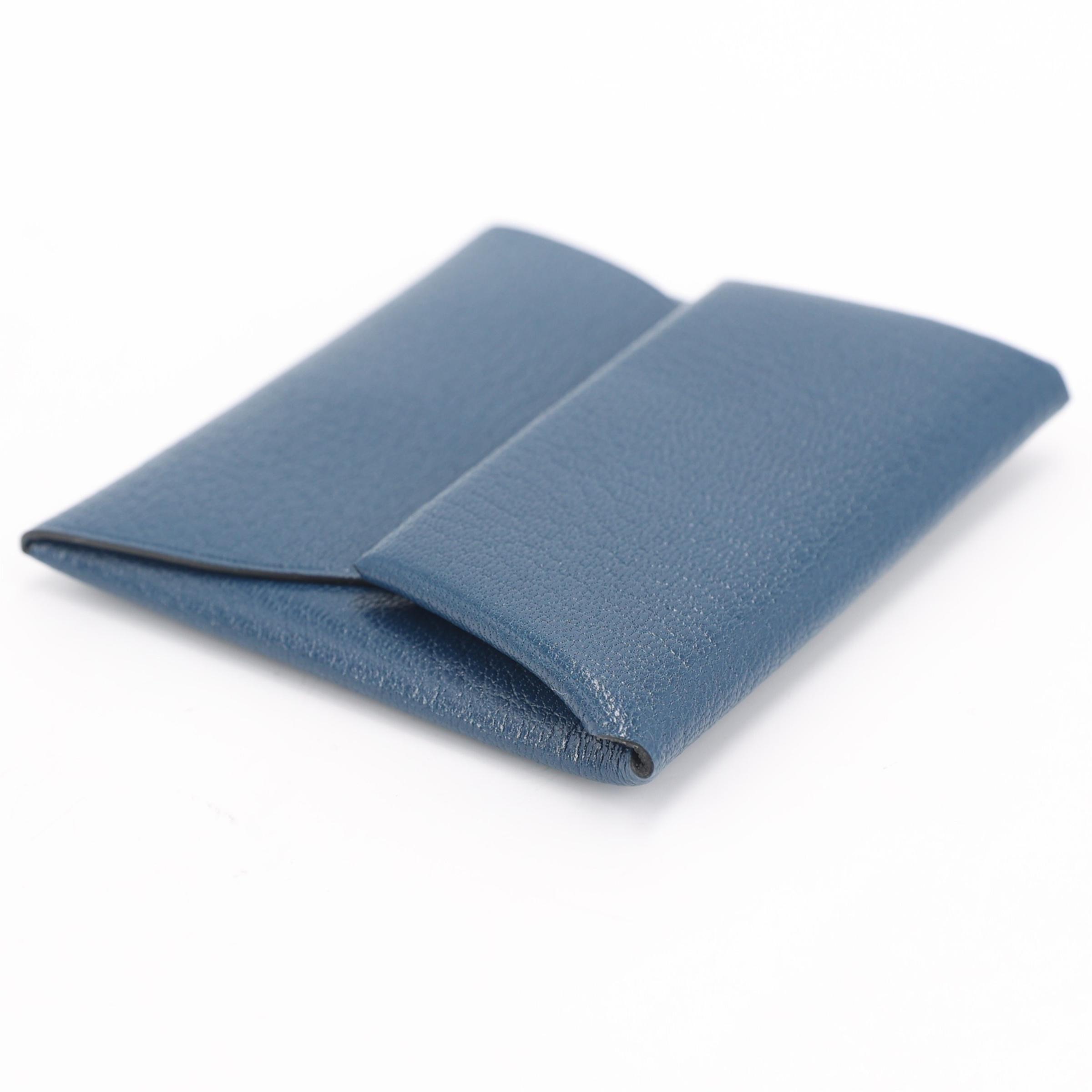 未使用保存品 HERMÈS 爱马仕 Bastia 零钱包 S4 深邃蓝 Deep Blue Chevre山羊皮 银扣 Y刻 2020年 - 7