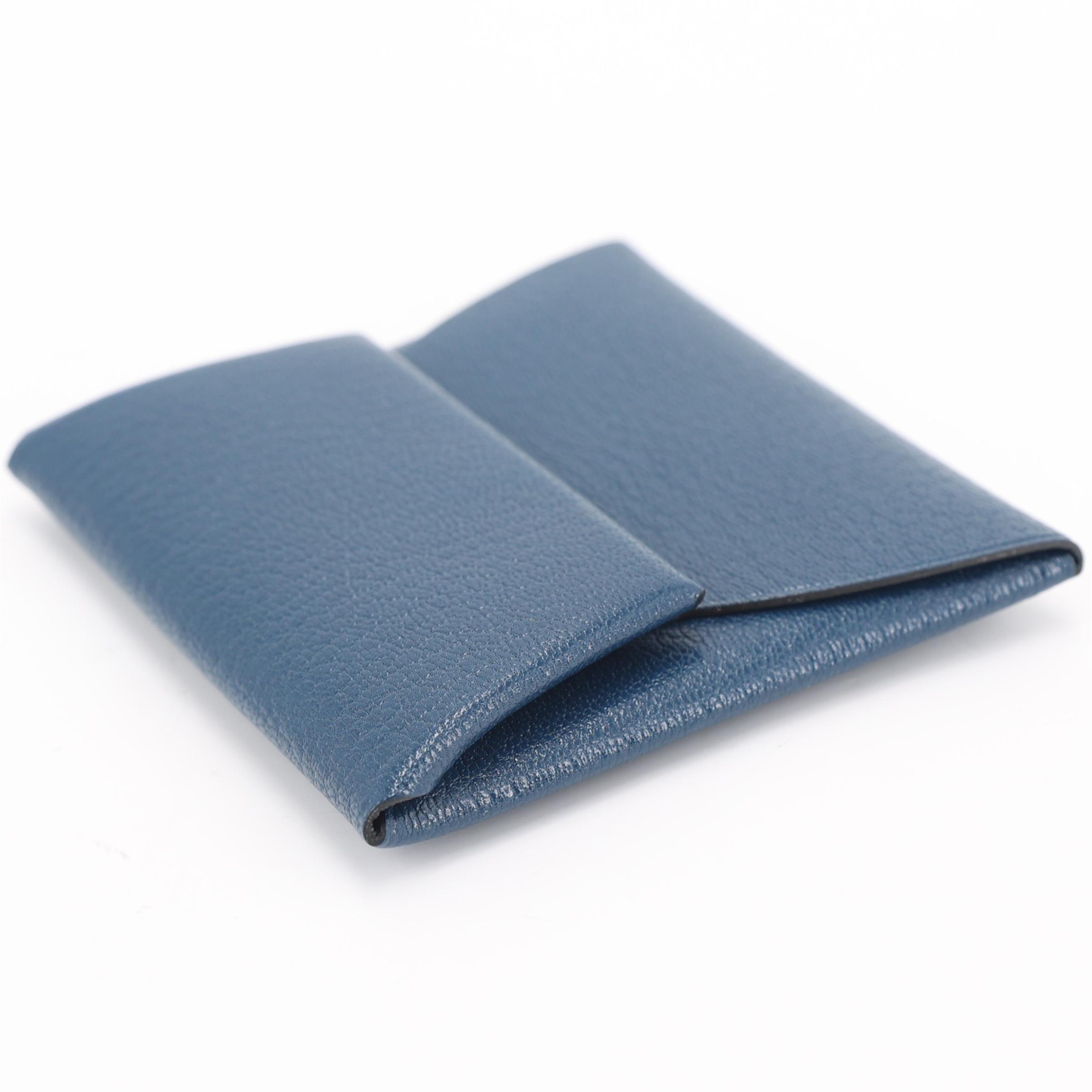 未使用保存品 HERMÈS 爱马仕 Bastia 零钱包 S4 深邃蓝 Deep Blue Chevre山羊皮 银扣 Y刻 2020年 - 8