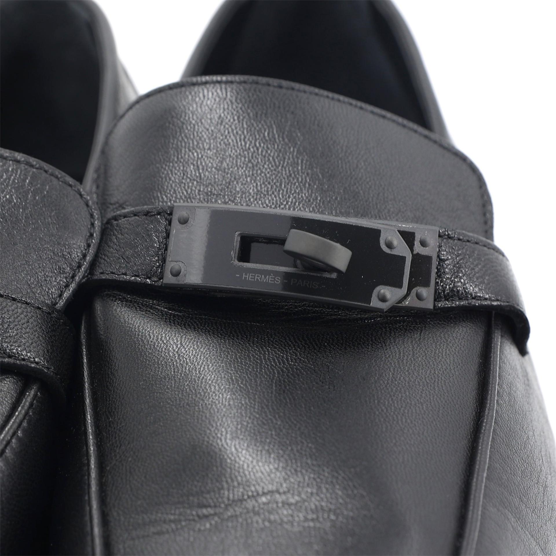 Excellent ( Rank SA ) HERMÈS Charlie Loafer Noir (89) Lambskin W (2024) - 6