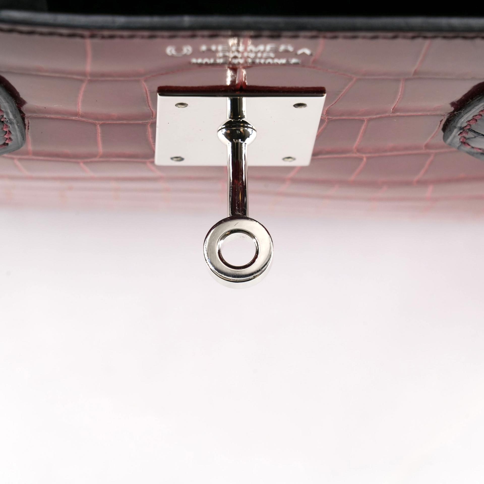 Excellent ( Rank SA ) HERMÈS Special Order Birkin 30 HSS Noir (89) Geranium (D5) Shiny Porosus Crocodile Palladium hardware Square M (2009) - 19