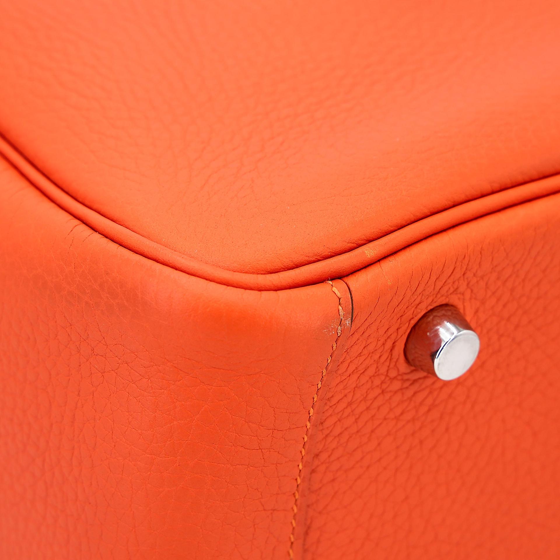 ランク A  HERMÈS エルメス  リンディ 30 オレンジ (93) トリヨン シルバー金具 R刻印 - 12
