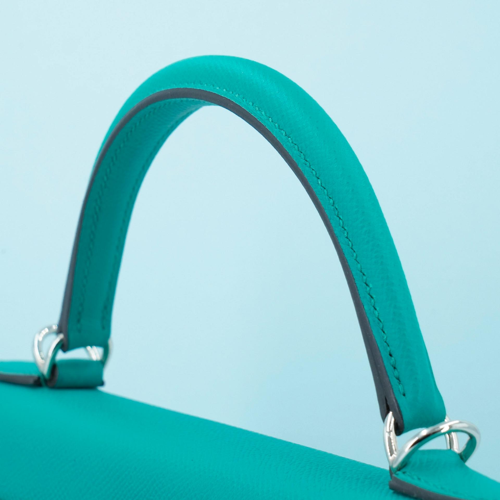 ランク SA HERMÈS エルメス ケリー32 セリエ ブルーパオン (7F) エプソン シルバー金具 X刻印 - 3