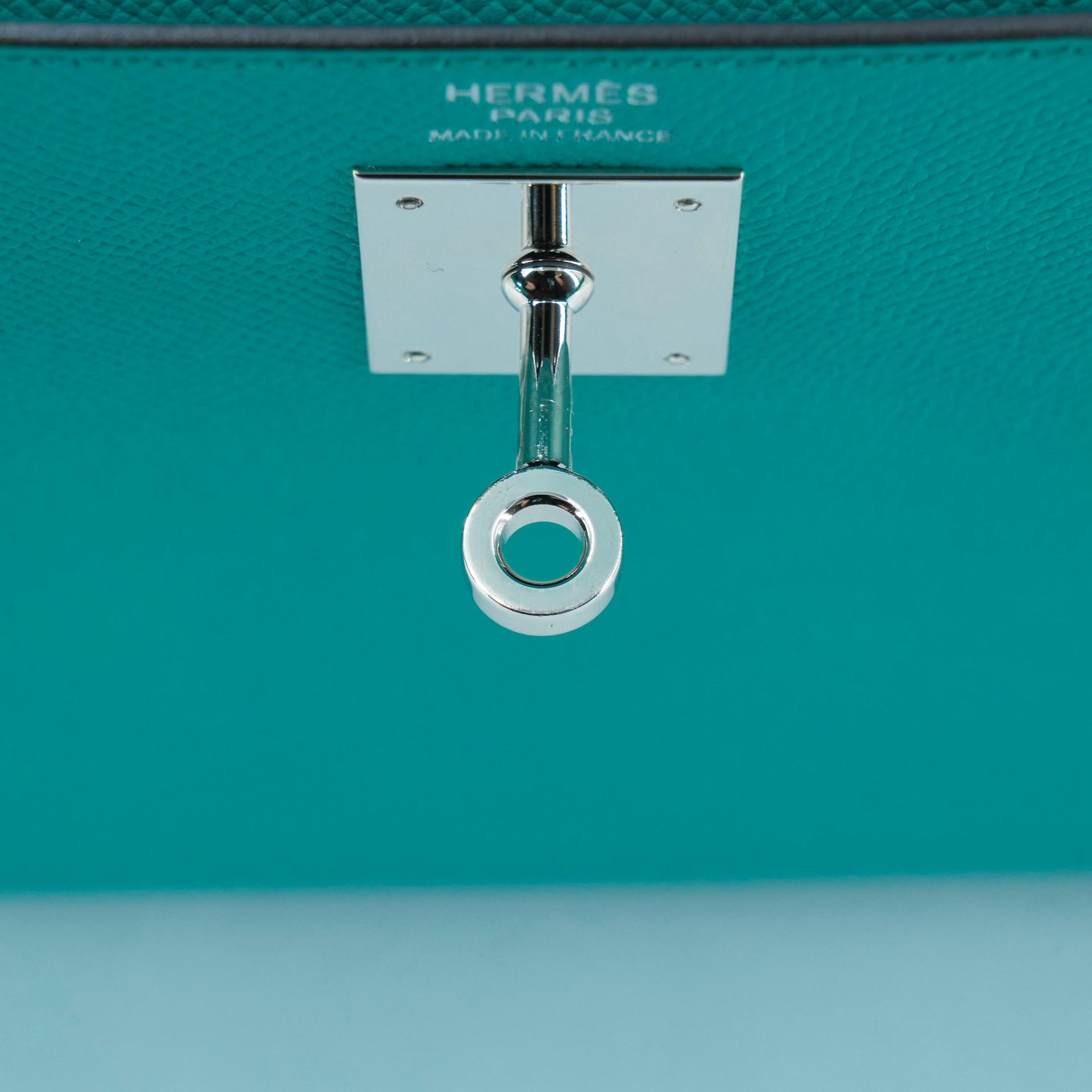 ランク SA HERMÈS エルメス ケリー32 セリエ ブルーパオン (7F) エプソン シルバー金具 X刻印 - 18