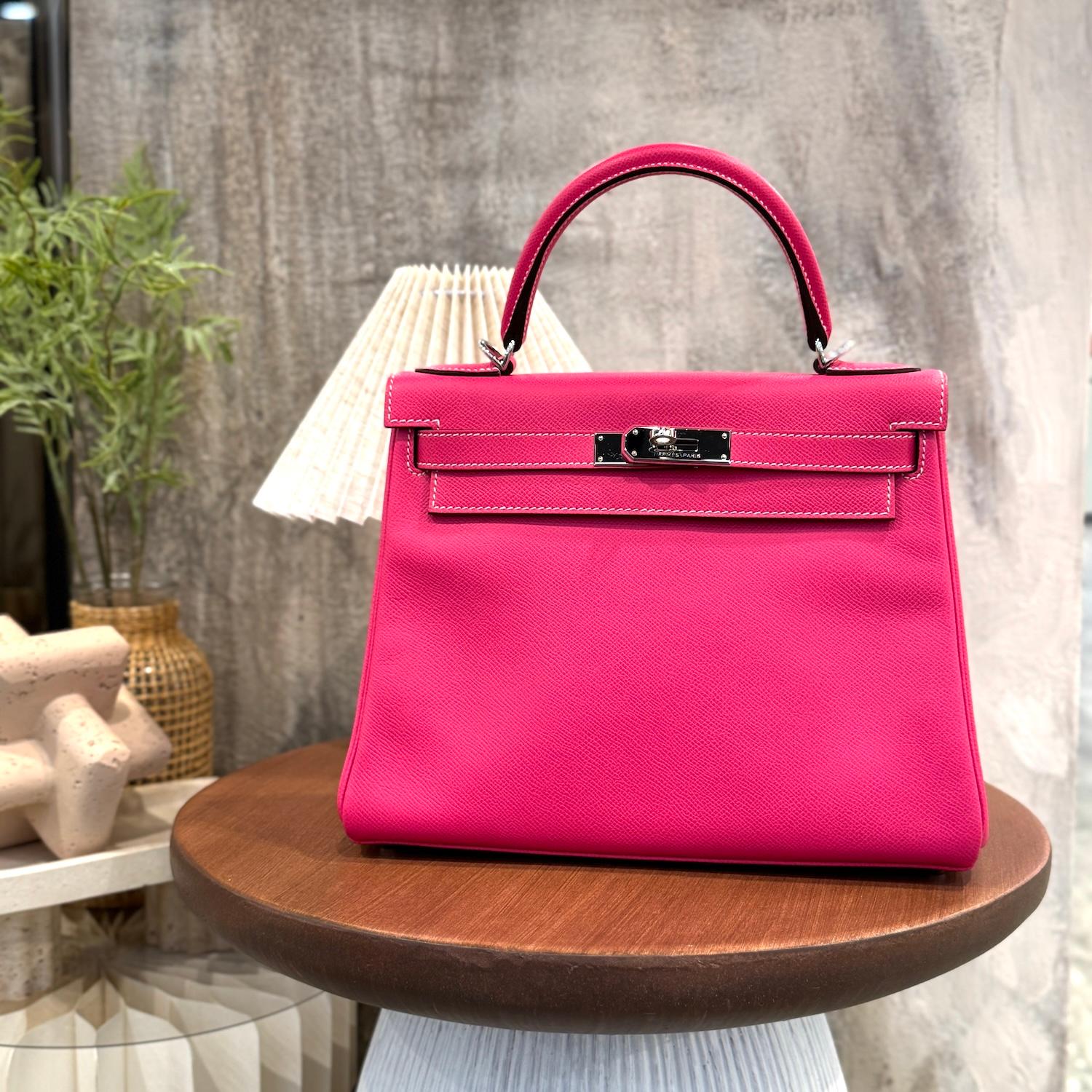 Excellent ( Rank SA ) HERMÈS Kelly 28 Rose Tyrien (E5) Tosca (K5) Epsom Palladium hardware Square O (2011) - 3