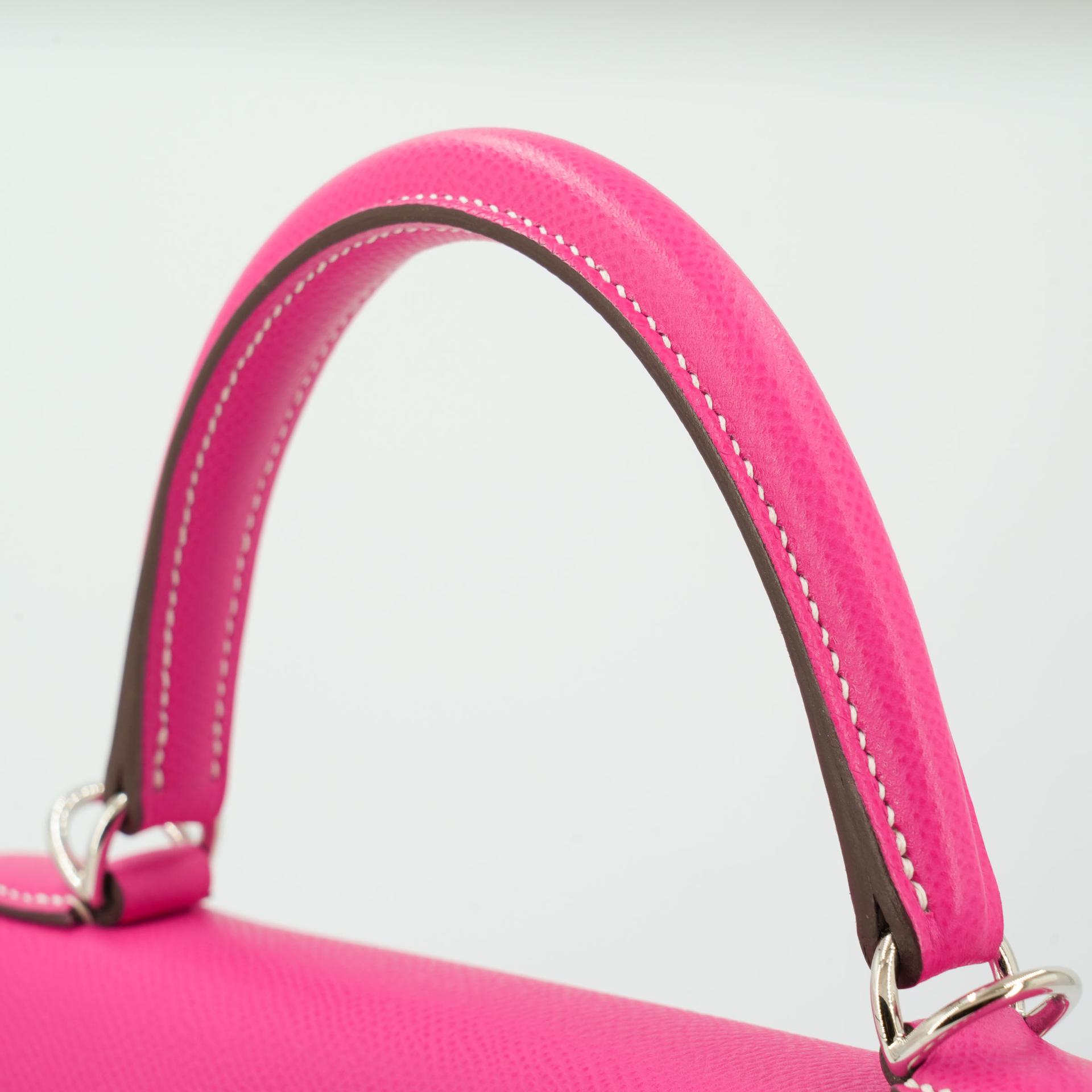Excellent ( Rank SA ) HERMÈS Kelly 28 Rose Tyrien (E5) Tosca (K5) Epsom Palladium hardware Square O (2011) - 5