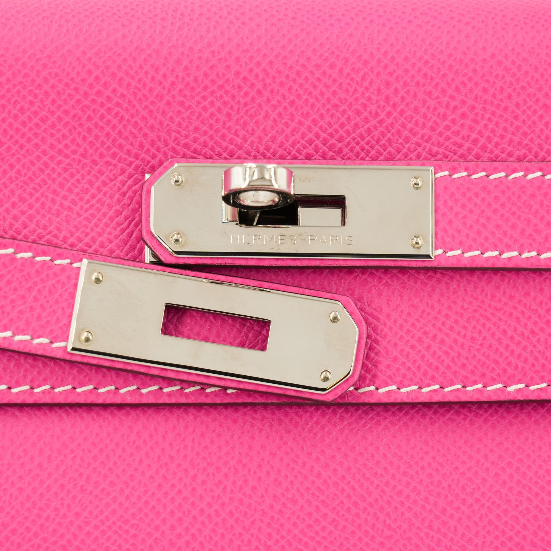 Excellent ( Rank SA ) HERMÈS Kelly 28 Rose Tyrien (E5) Tosca (K5) Epsom Palladium hardware Square O (2011) - 14