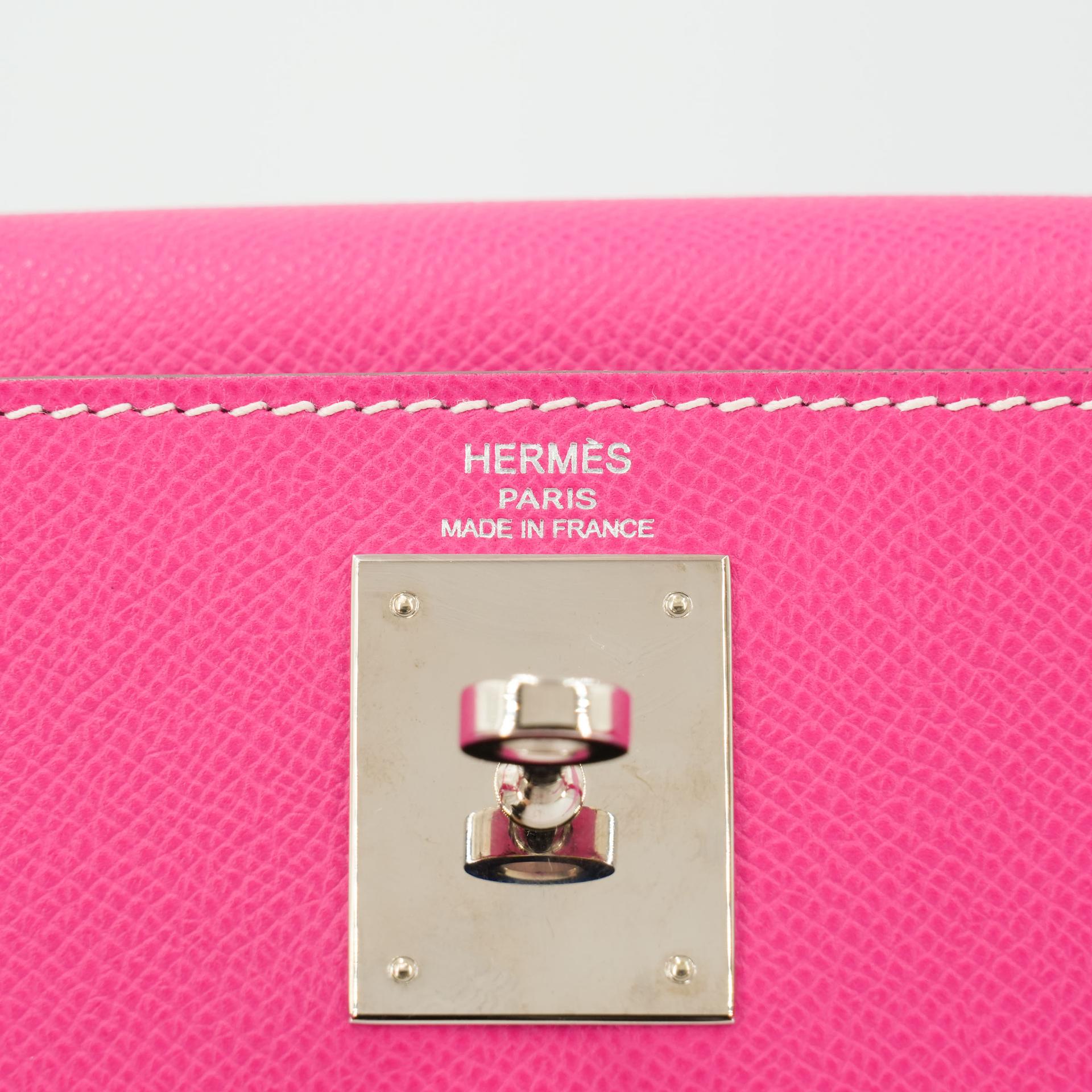 Excellent ( Rank SA ) HERMÈS Kelly 28 Rose Tyrien (E5) Tosca (K5) Epsom Palladium hardware Square O (2011) - 16