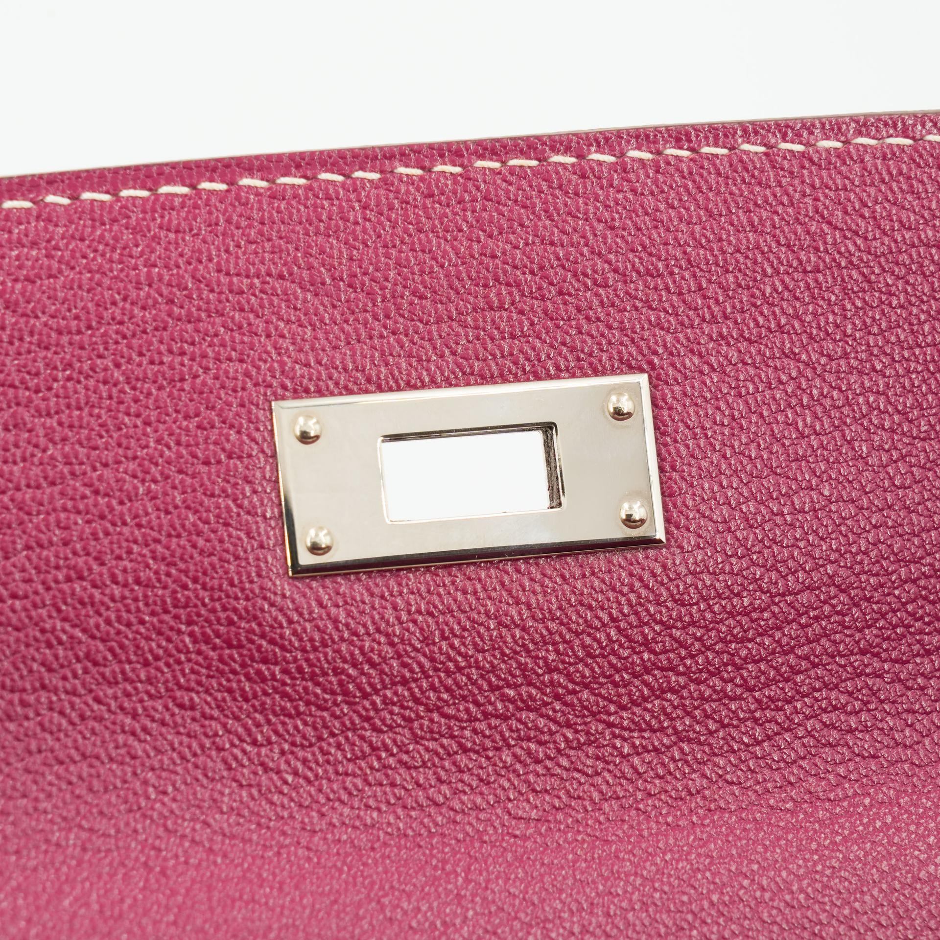 Excellent ( Rank SA ) HERMÈS Kelly 28 Rose Tyrien (E5) Tosca (K5) Epsom Palladium hardware Square O (2011) - 18
