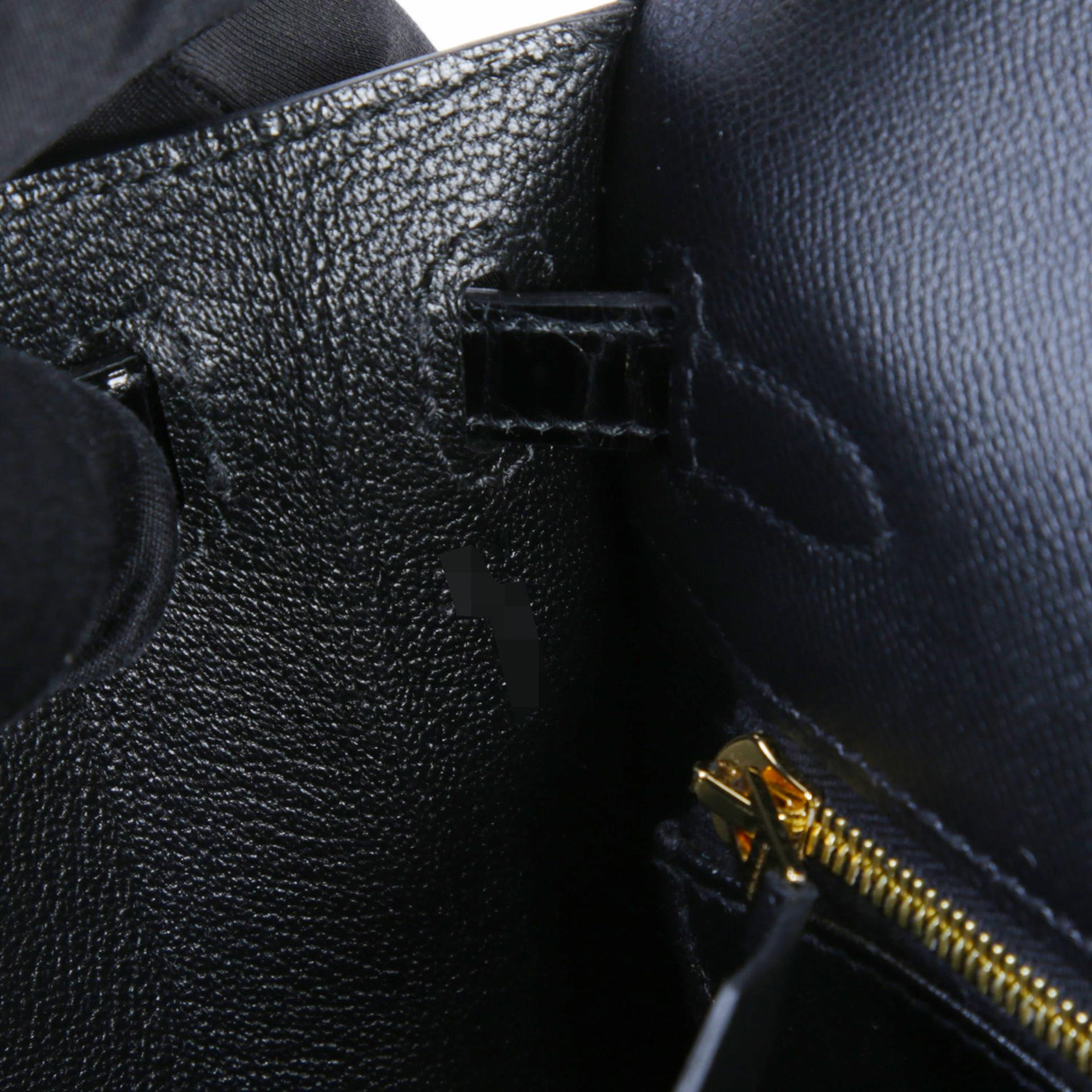 Excellent ( Rank SA ) HERMÈS Kelly 25 Sellier Touch Noir (89) Shiny Alligator Madame Gold hardware Z (2021) - 14