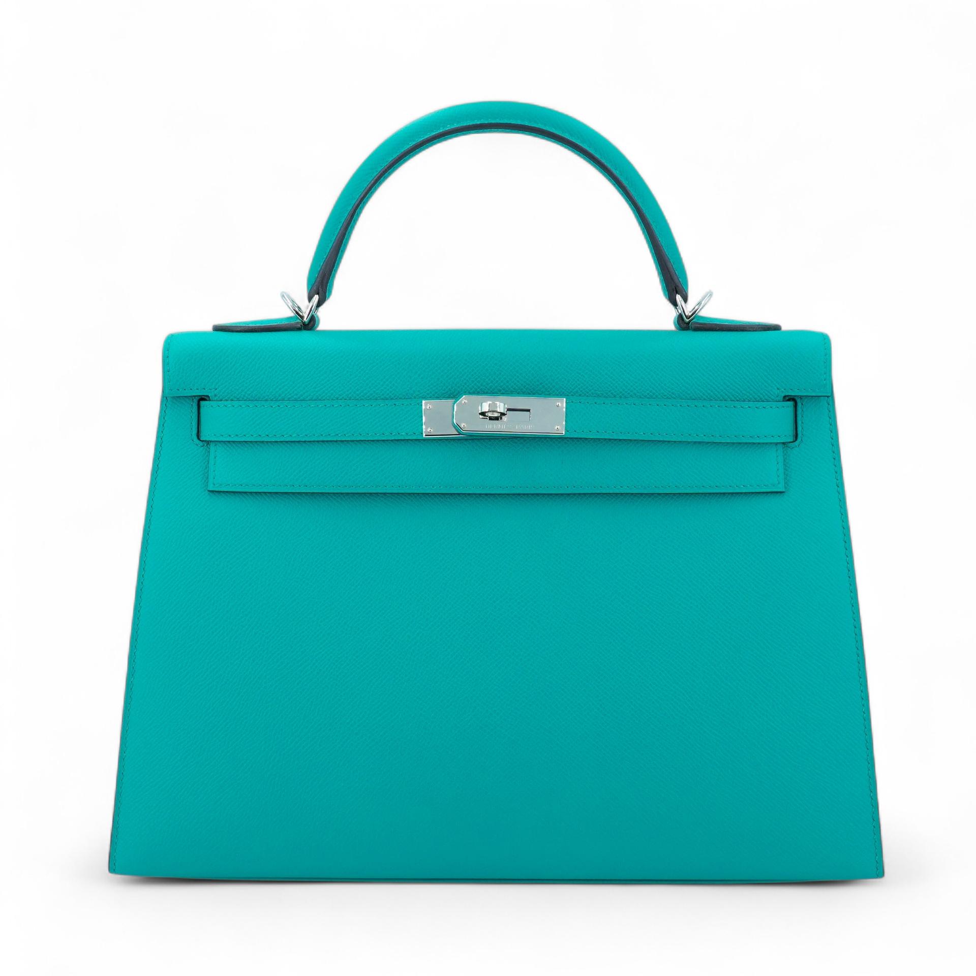 ランク SA HERMÈS エルメス ケリー32 セリエ ブルーパオン (7F) エプソン シルバー金具 X刻印 - 1