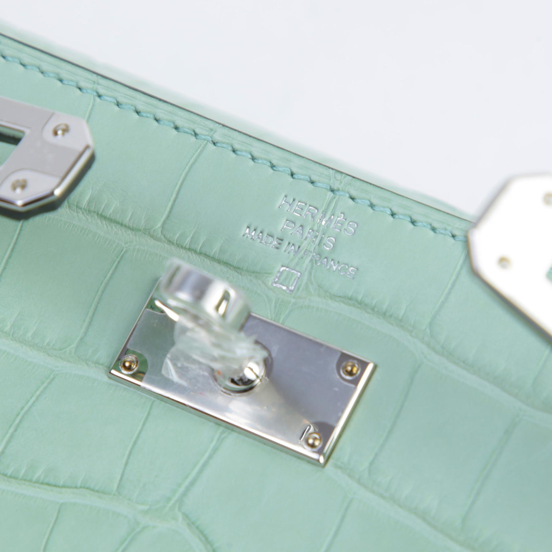 Brand New ( Rank N )  HERMÈS  Kelly To Go Wallet Vert d’Eau (6U) Matte Alligator Palladium hardware W (2024) - 8