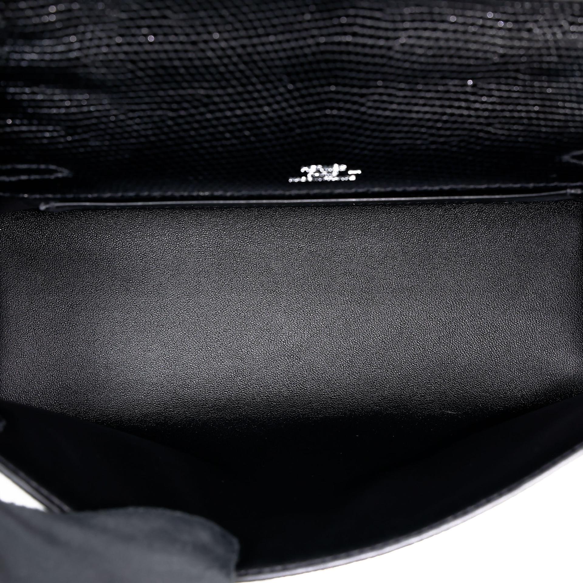 Brand New ( Rank N ) HERMÈS Kelly Pochette Noir (89) Lizard Palladium hardware K (2025) - 17